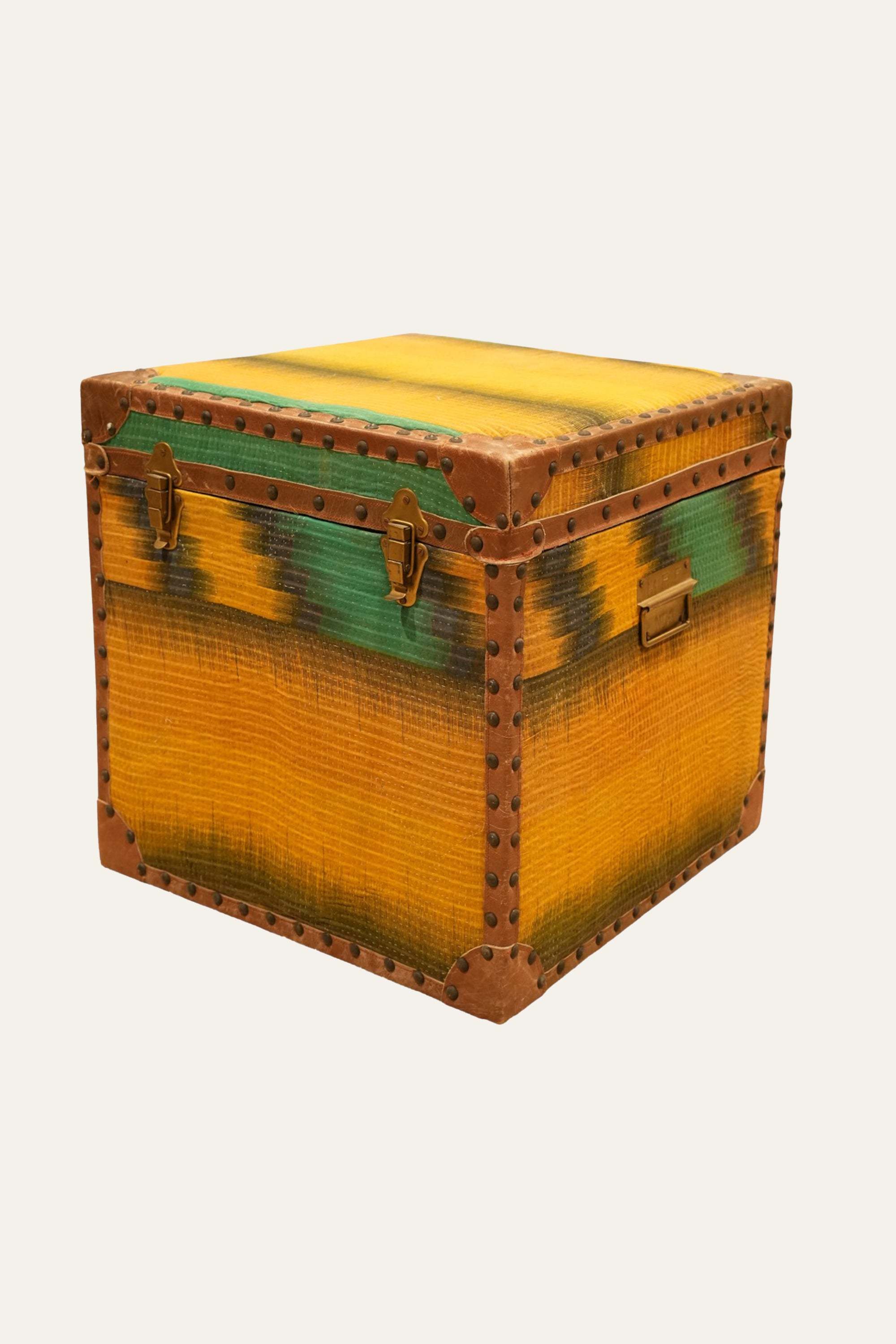 Yellow Ochre Ralli Textile Trunk with Brass Studs