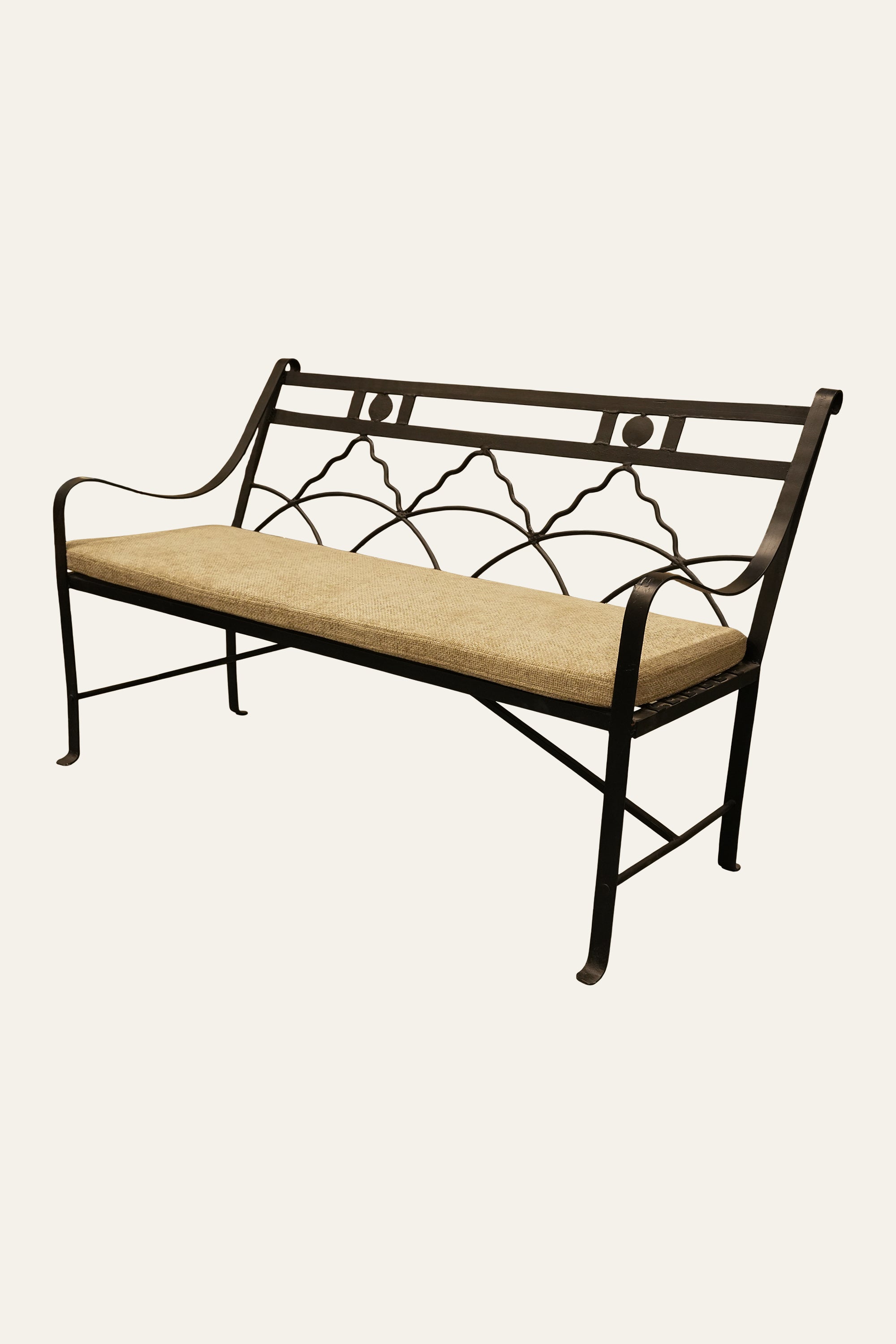Long Patio Metal Bench for Terrace and Outdoor Lounging