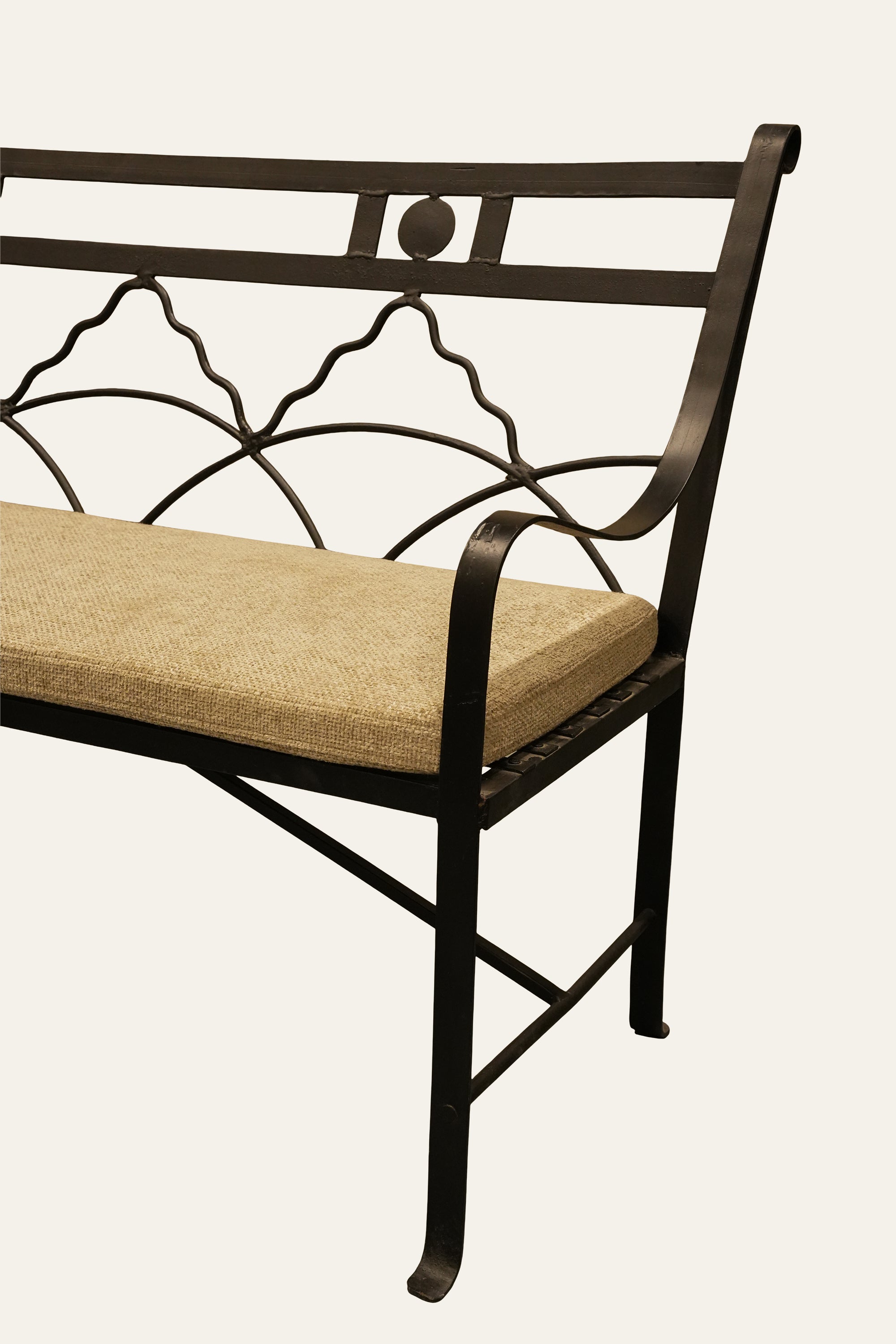 Long Patio Metal Bench for Terrace and Outdoor Lounging