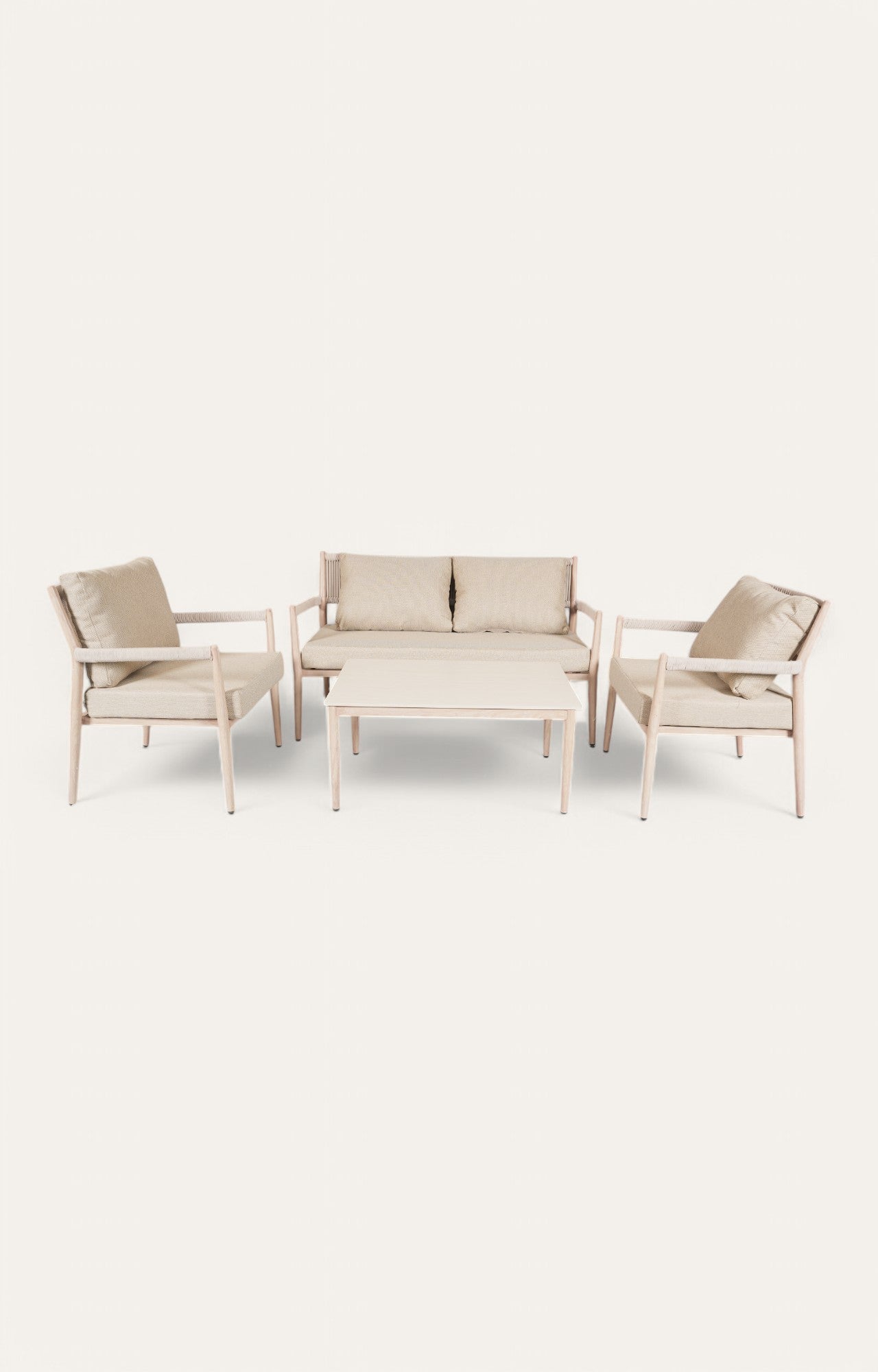Rustic Metal Outdoor Armchair with Nylon Ropes