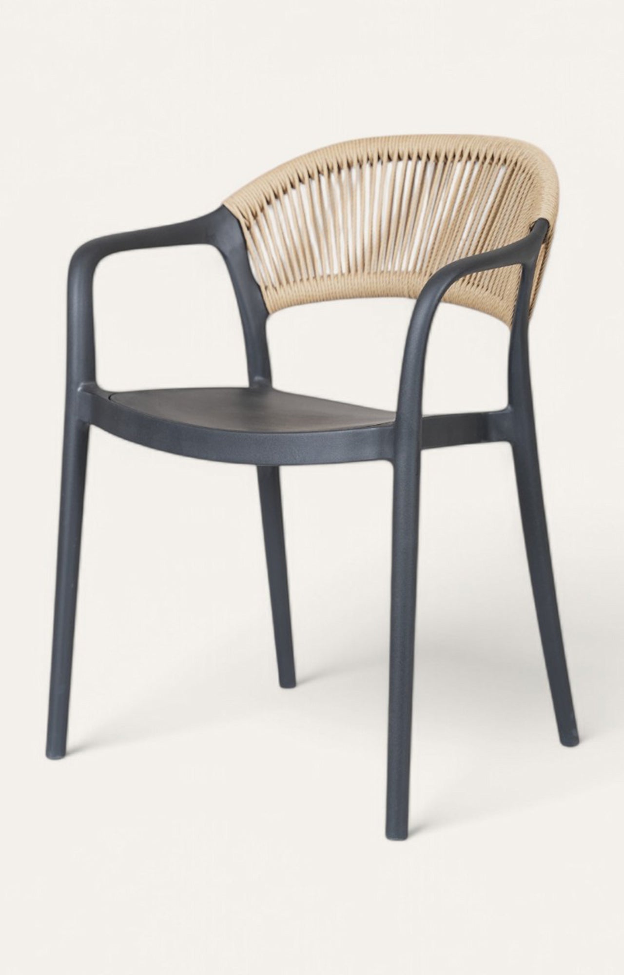 Noir Black Metal Chair with Wicker Backrest