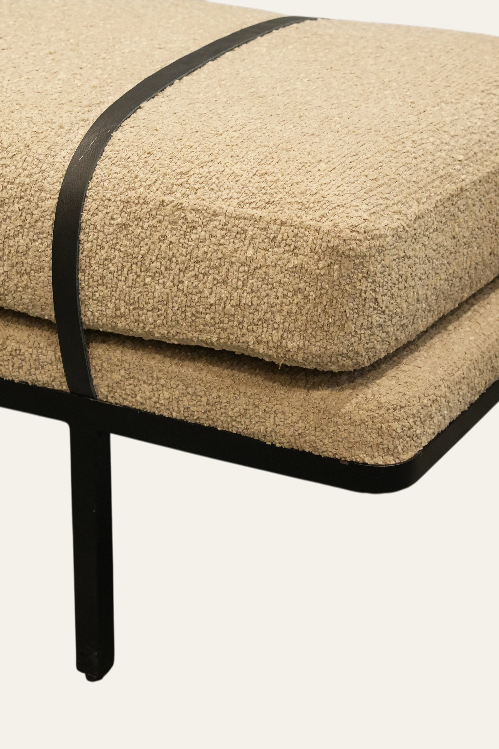 Brown Boucle Rectangular Bench for Bedroom