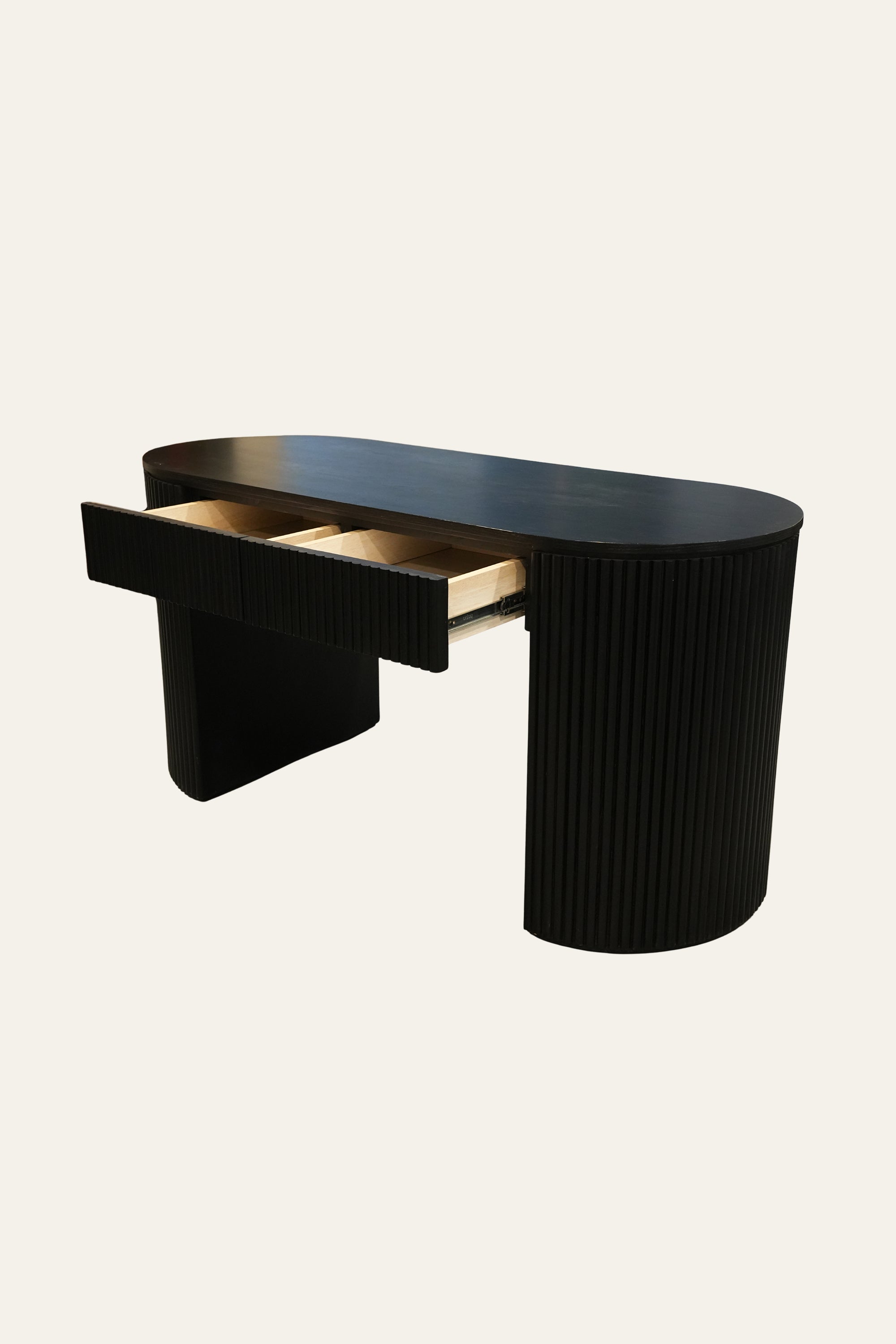 Rectangular Modern Black Fluted Oak Console Table