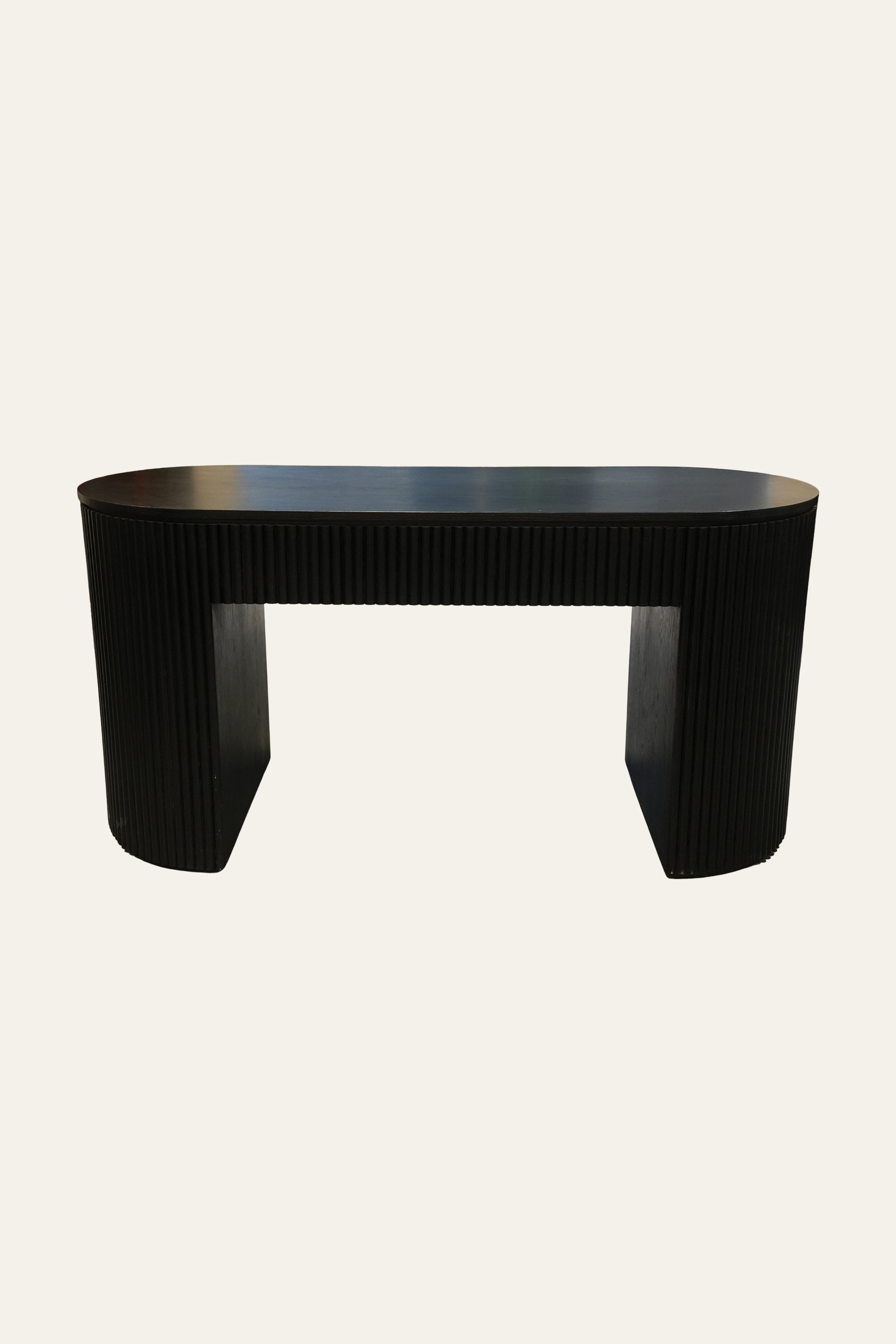 Rectangular Modern Black Fluted Oak Console Table