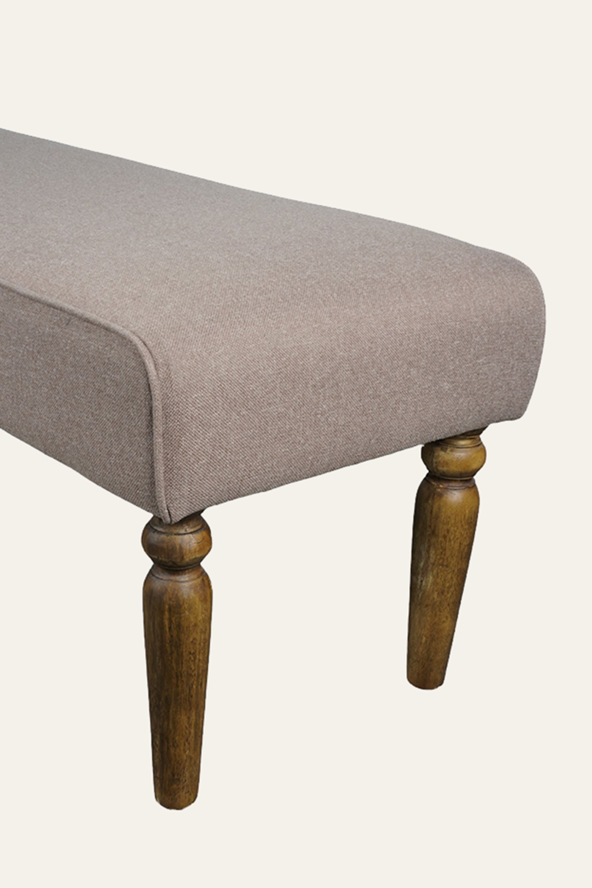 Long Upholstered Solid Wood Bench with Tapered Legs