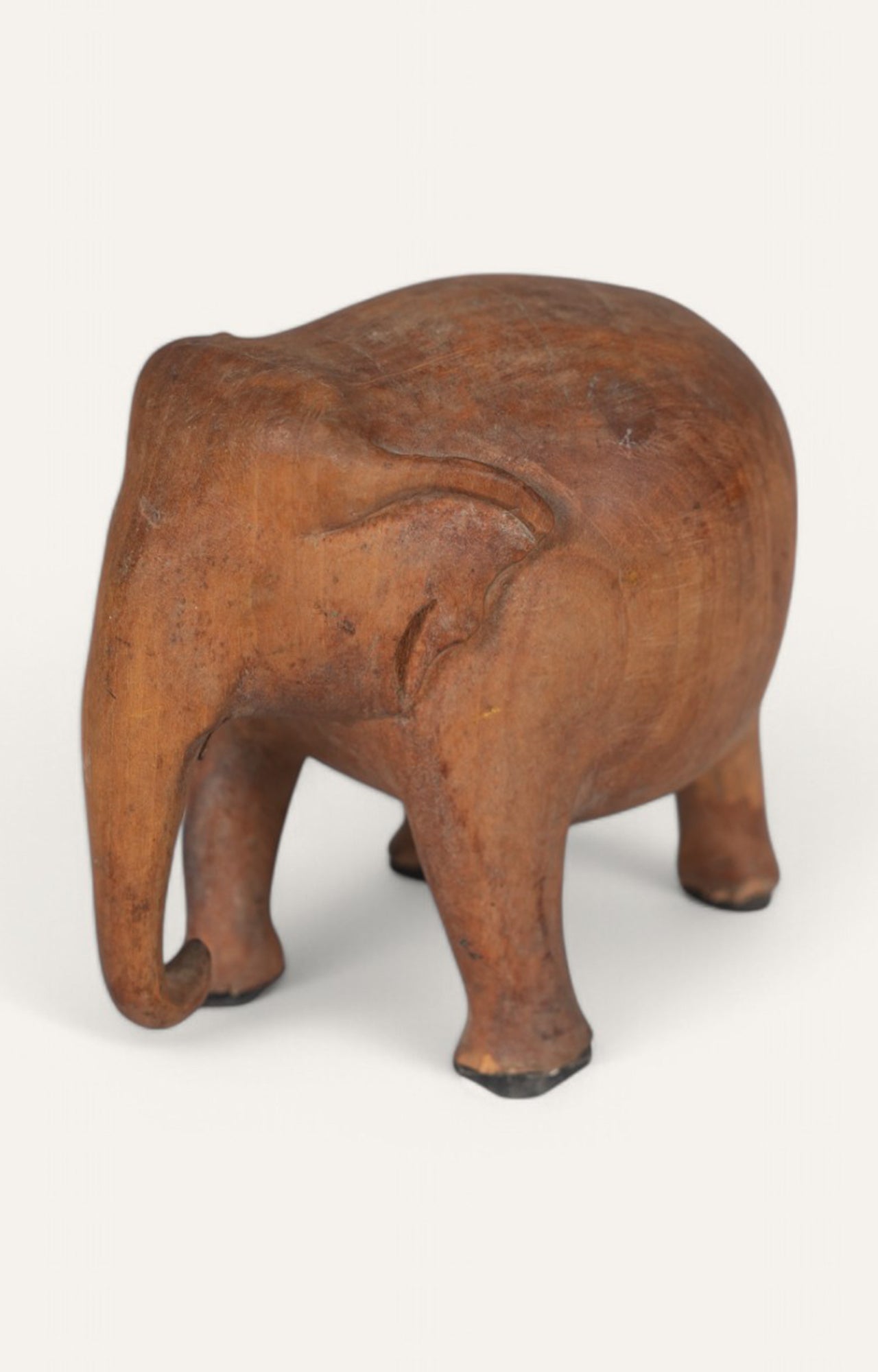 Miniature Vintage Elephant in Natural Teak