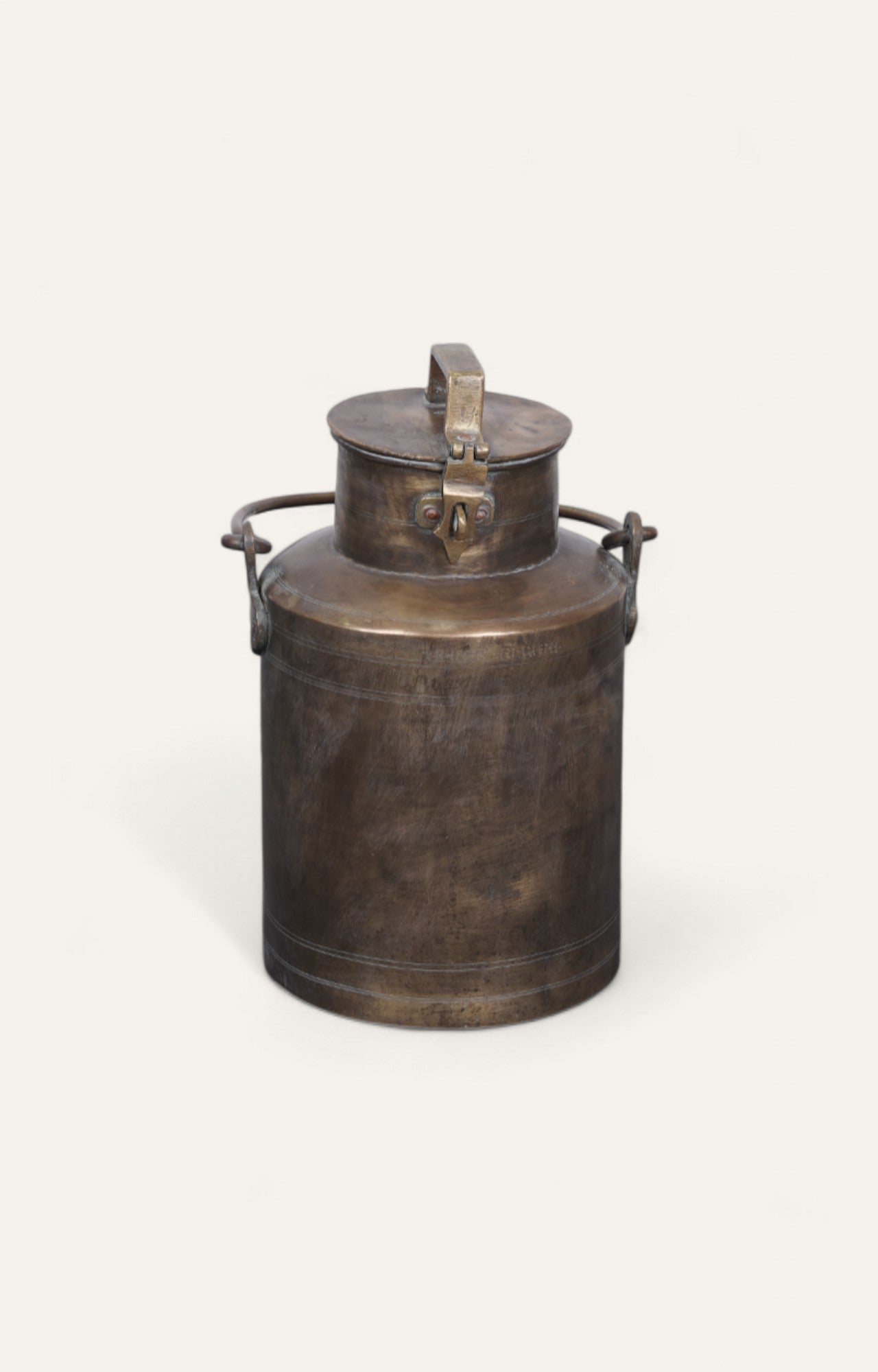 Vintage Brass Milk Can with Script Detailing