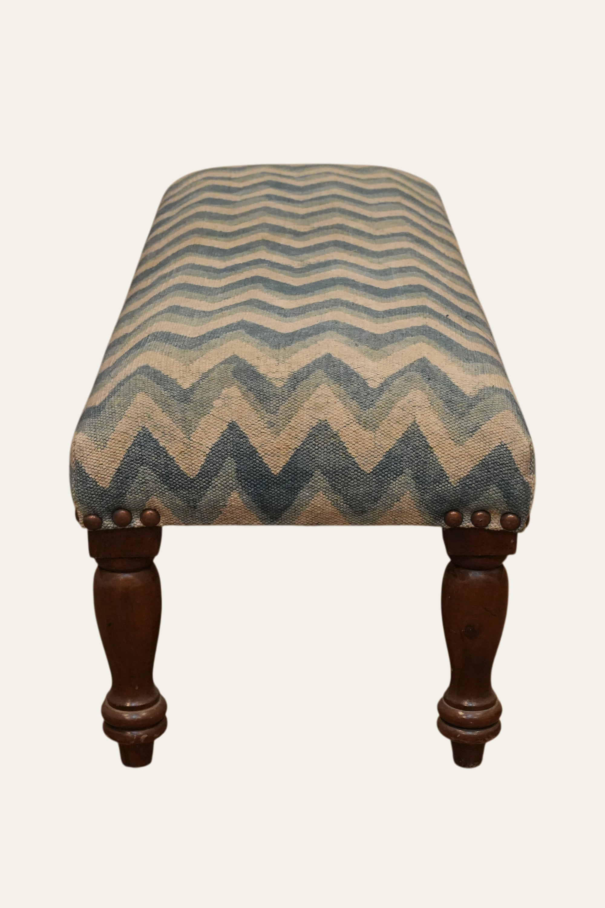 Blue Chevron Dhurrie Bench for Sofa Seating