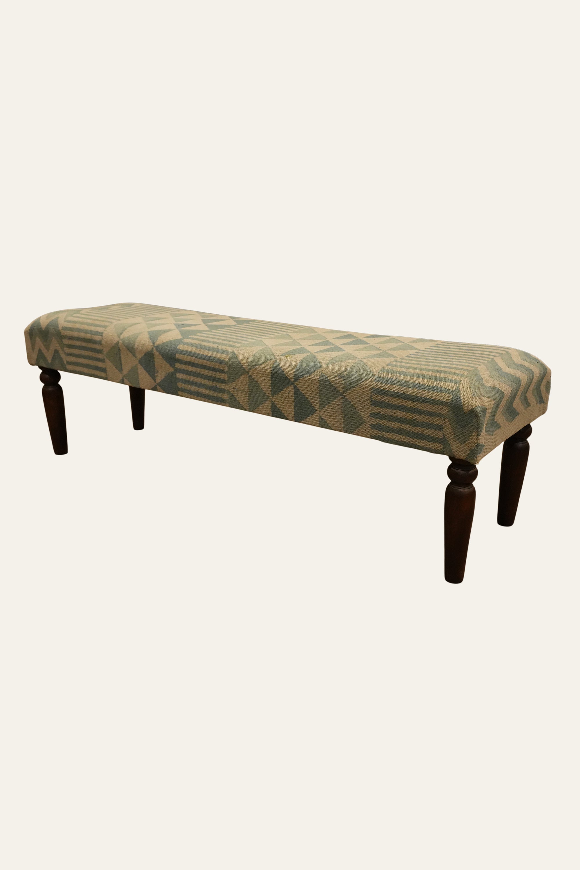 Geometric Pattern Dhurrie Bench for Bedroom