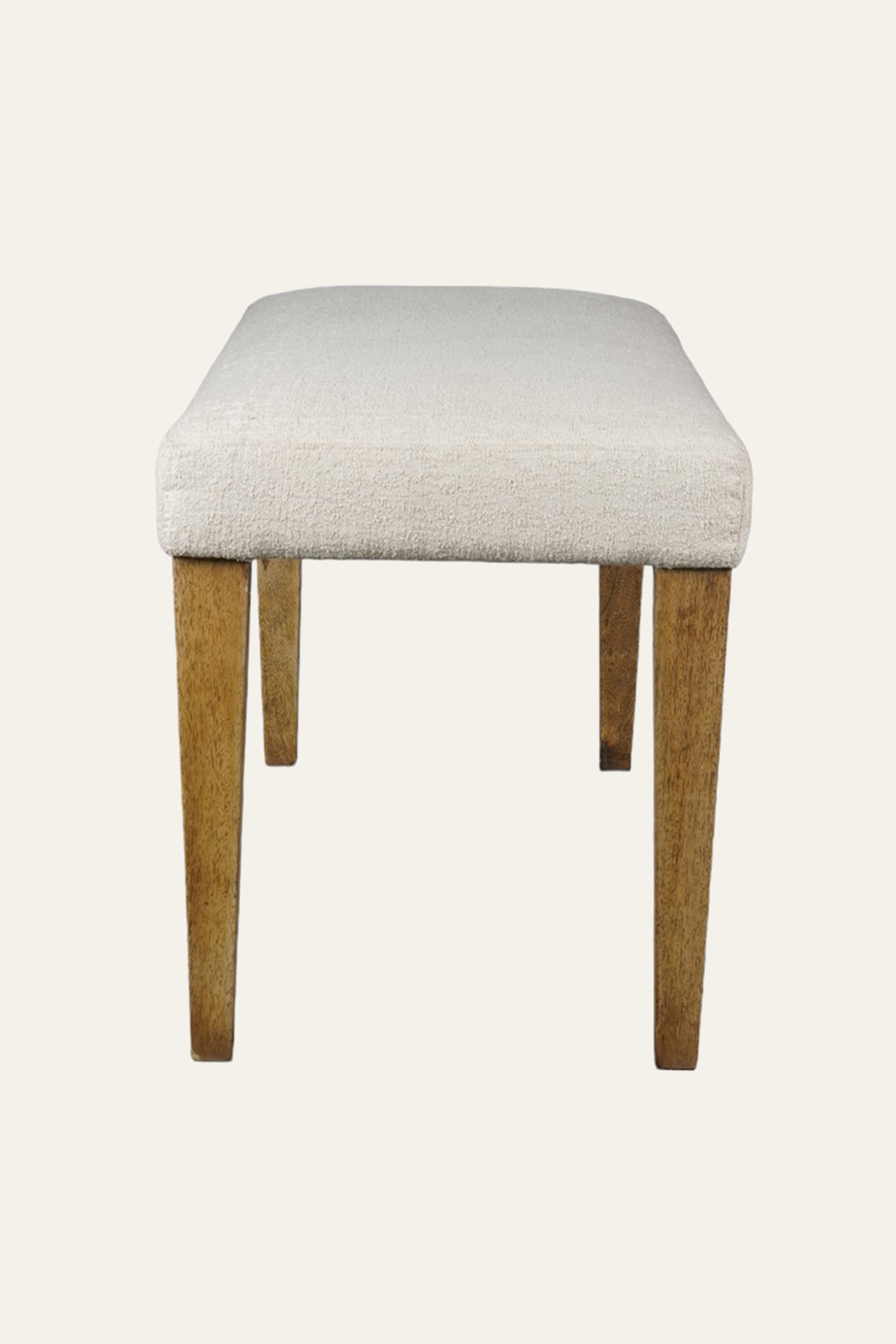 Modern White Upholstered Wood Bench with Tapered Legs