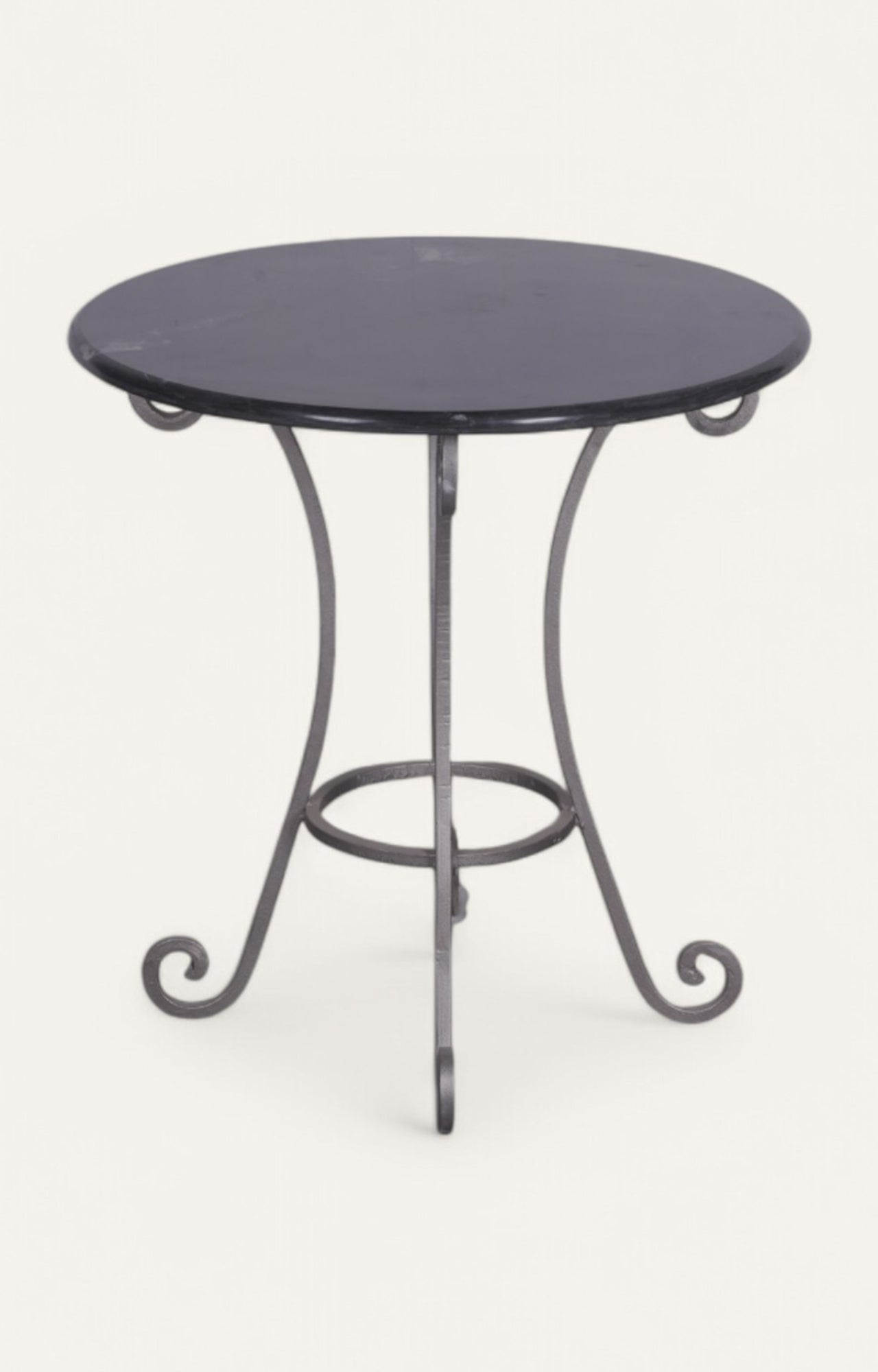 Handcrafted Iron and Stone Bistro Side Table