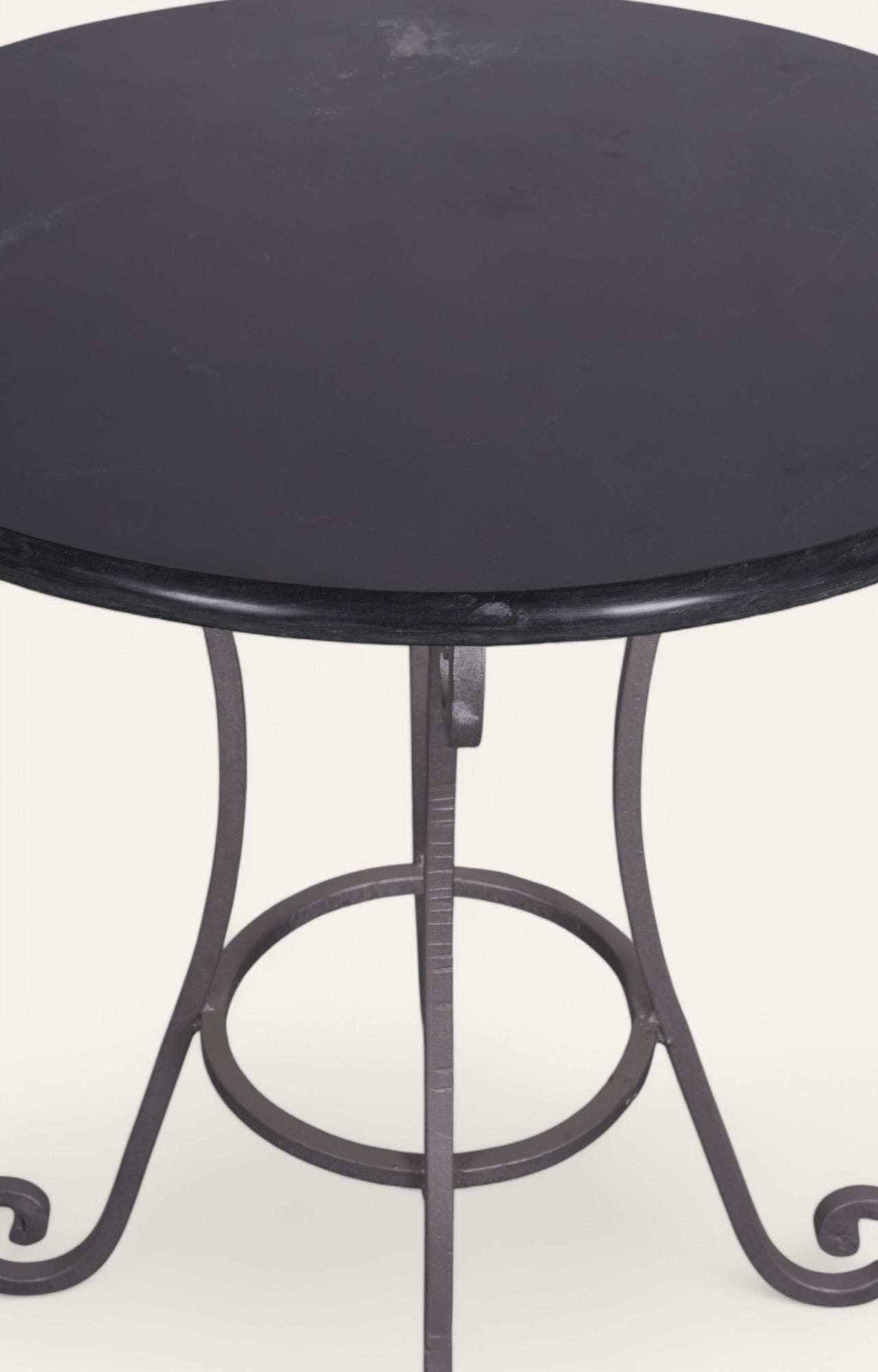 Handcrafted Iron and Stone Bistro Side Table