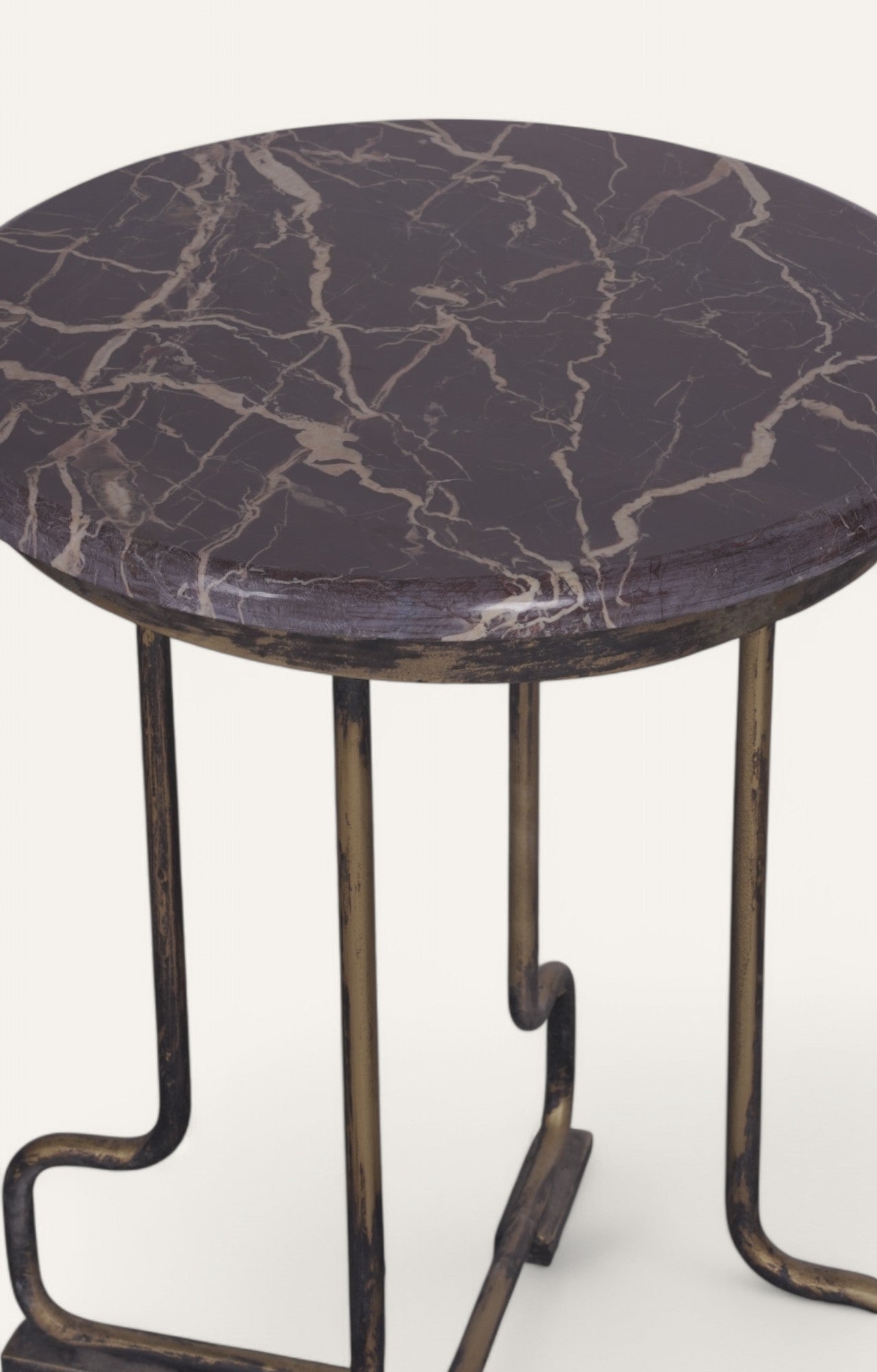 Handcrafted Iron and Stone Accent Side Table