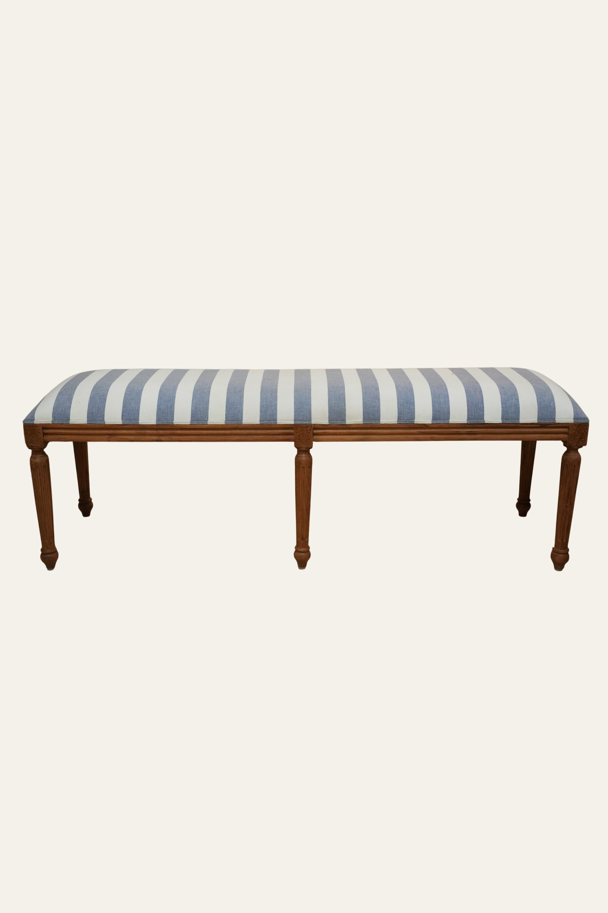 Blue Stripe Long Wooden Bench for Bedroom