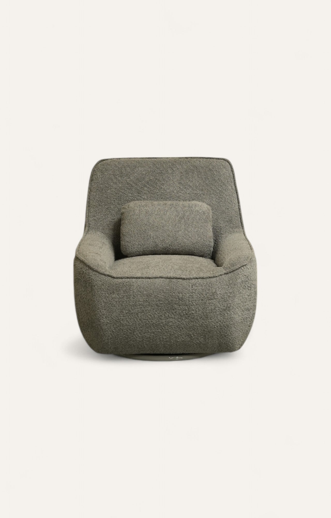 Ashen Bouclé Lounge Chair with Cushion