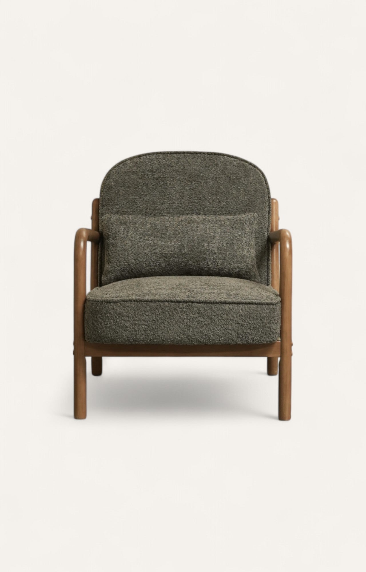 Mid-Century Bouclé Armchair in Earthy Grey