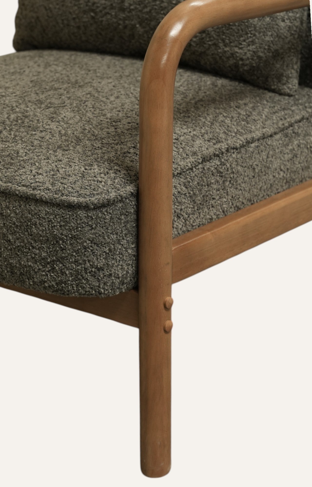 Mid-Century Bouclé Armchair in Earthy Grey