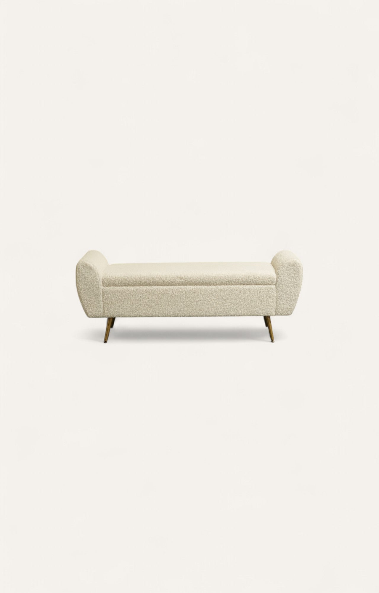 Ivory Bouclé Bench with Storage