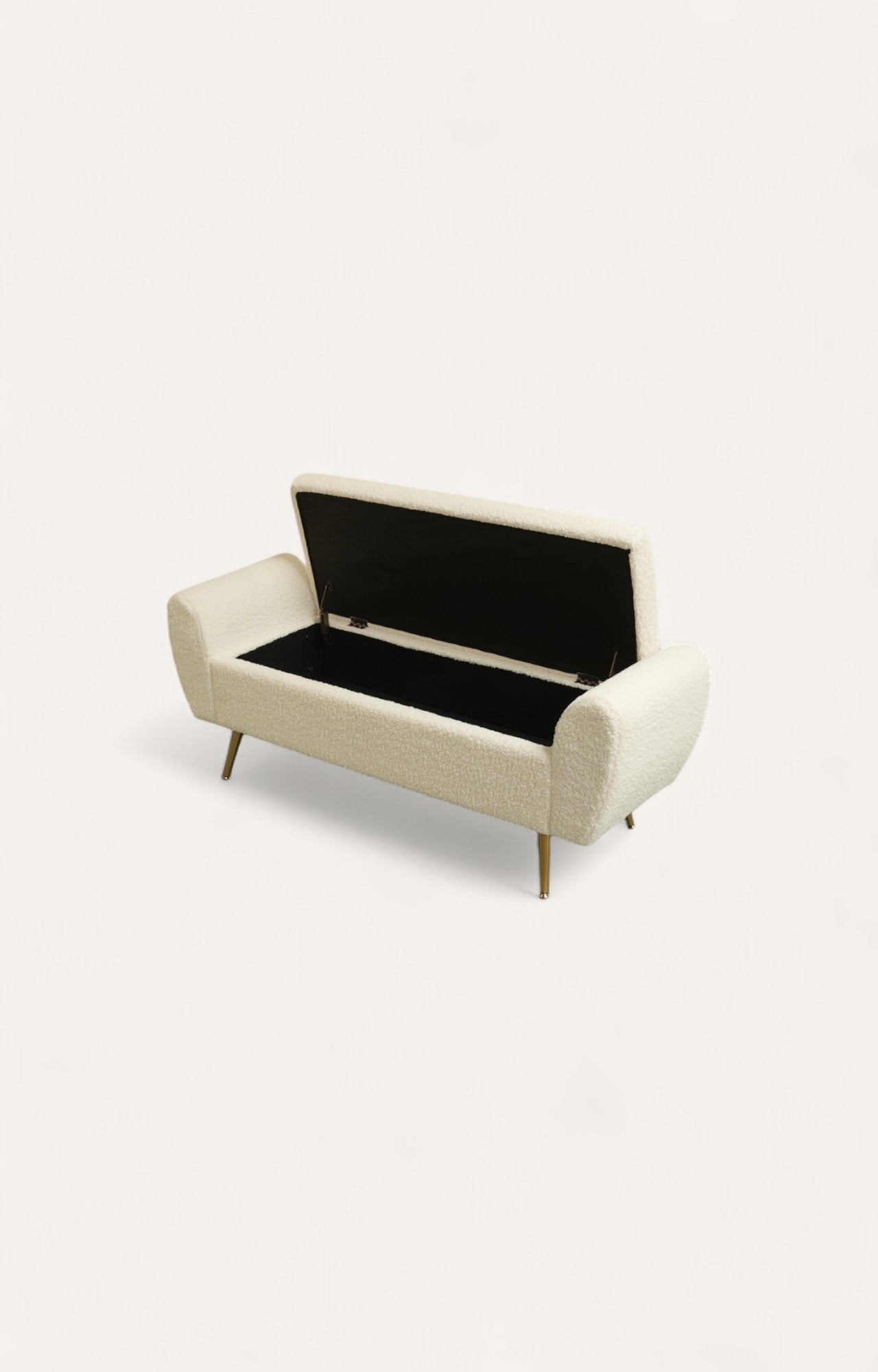 Ivory Bouclé Bench with Storage