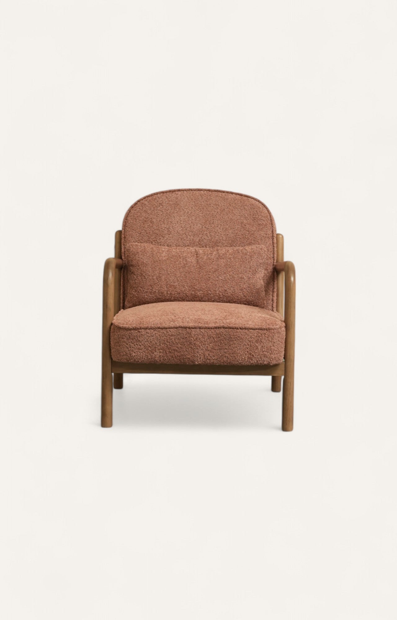 Mid-Century Bouclé Armchair in Rose Brown