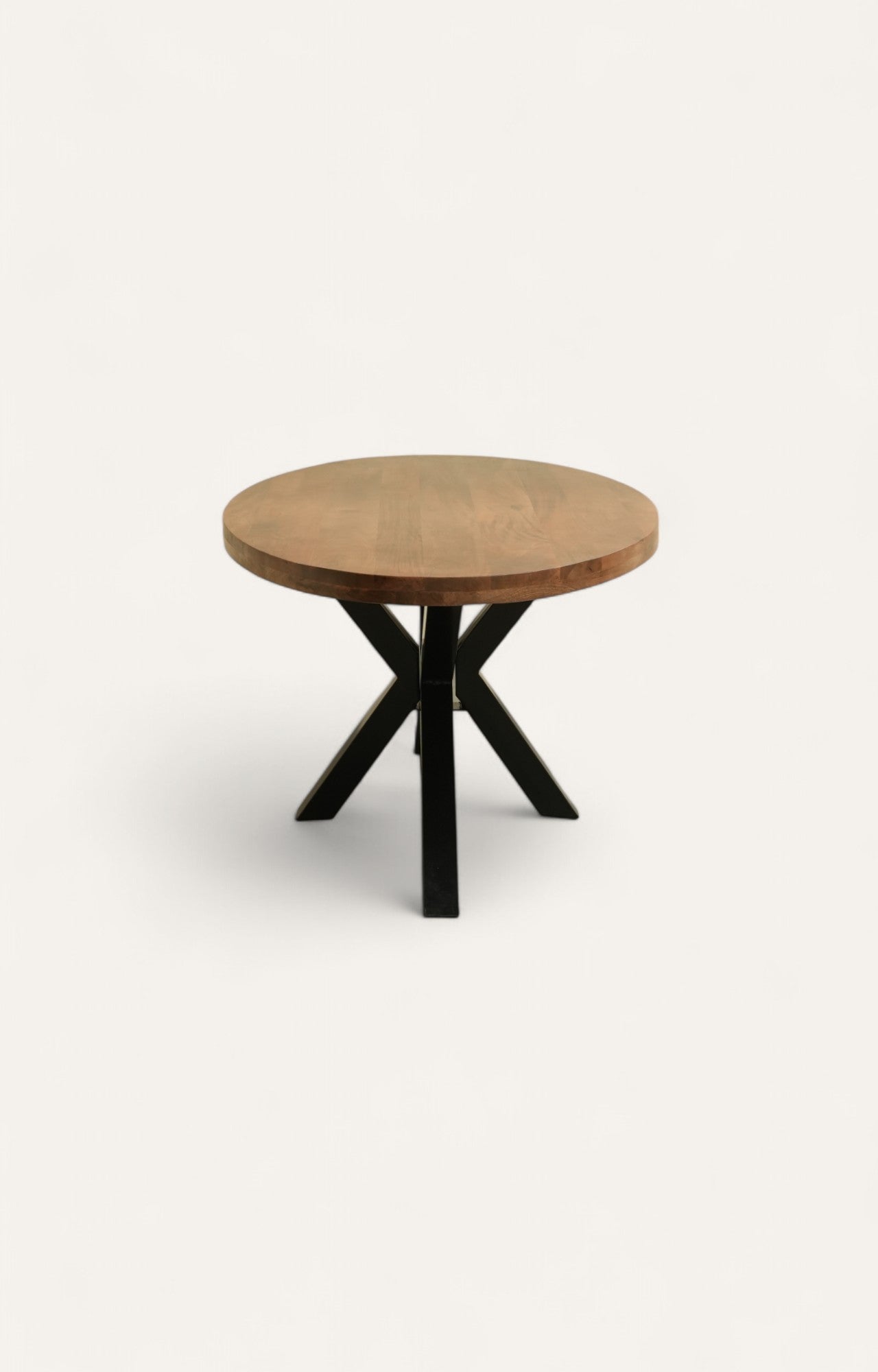 Walnut Finish Dining Table with Cross Iron Base