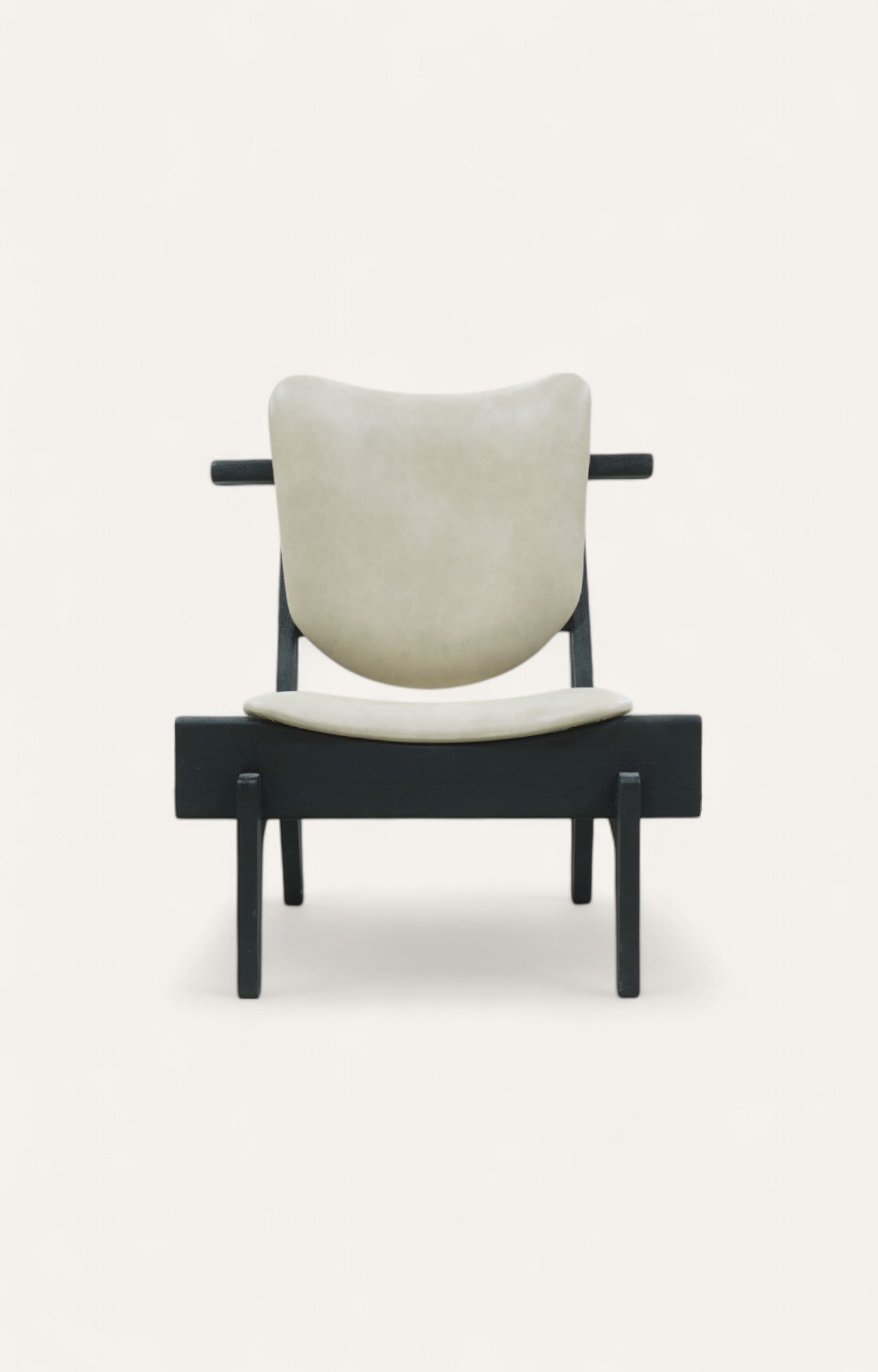Mid-Century Black Armchair in Leatherette