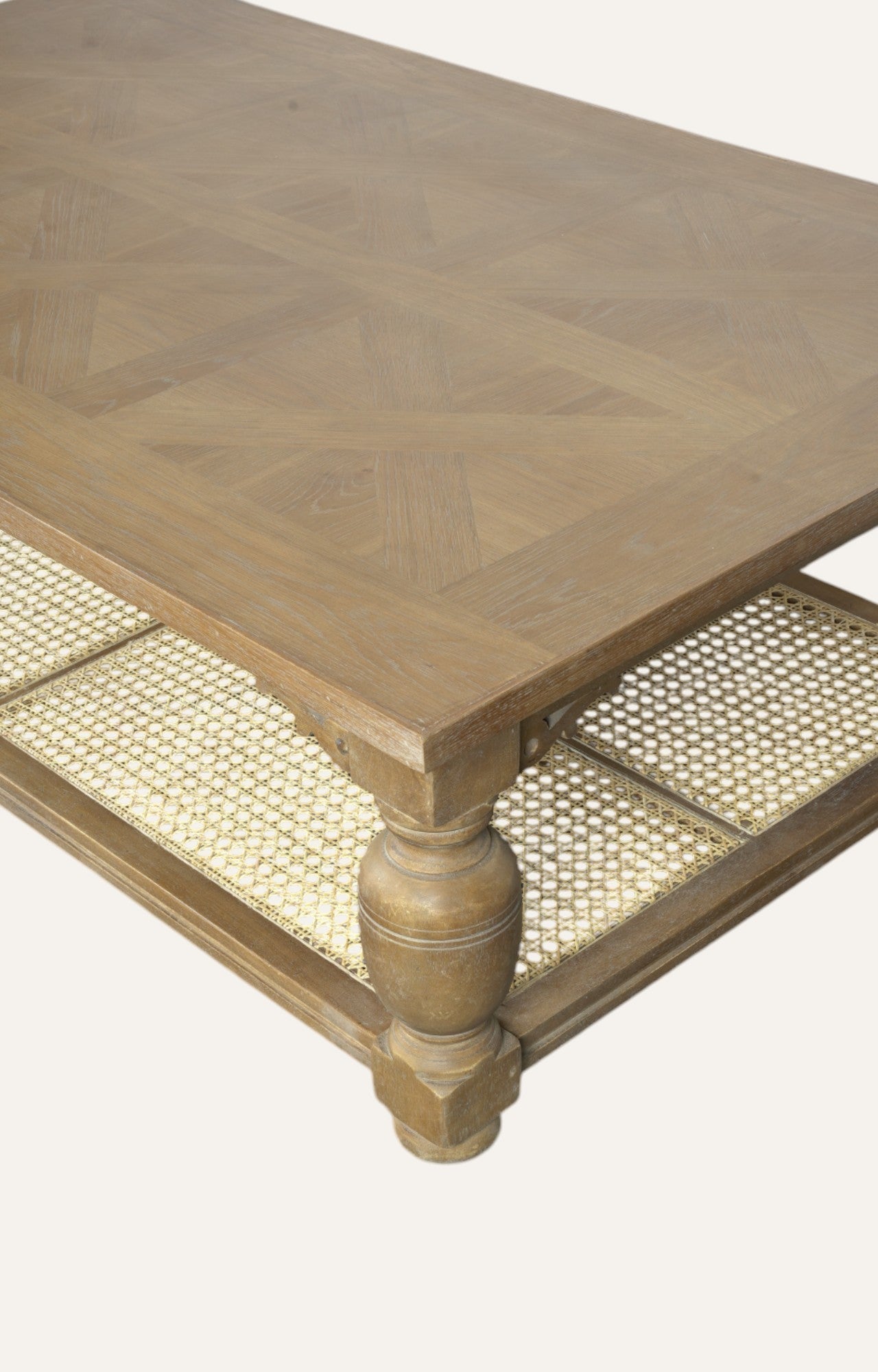 Geometric top Coffee Table with Cane Base