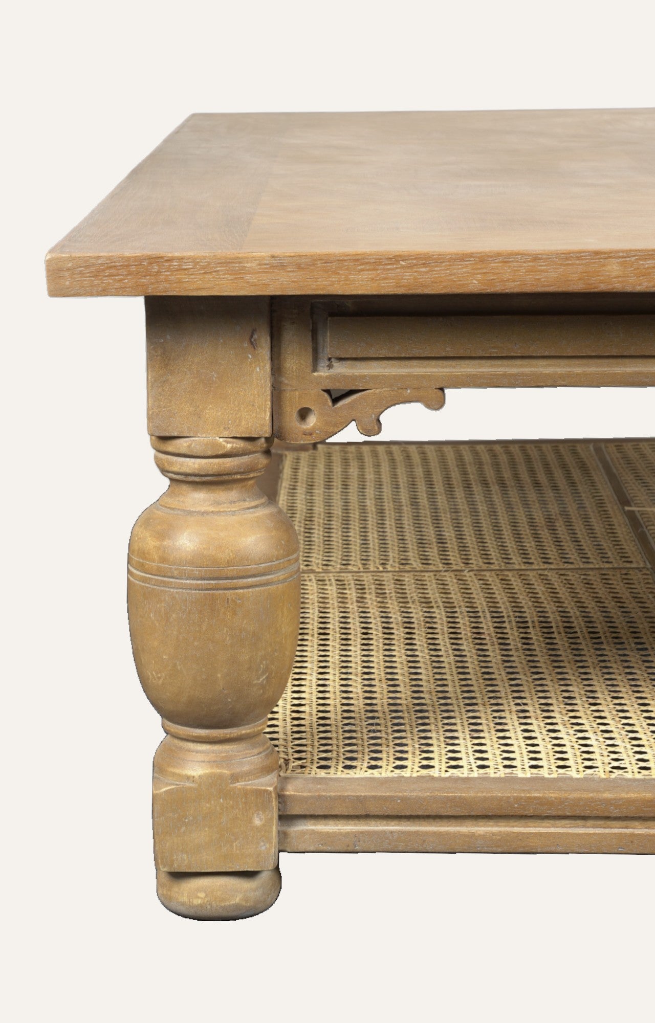 Geometric top Coffee Table with Cane Base