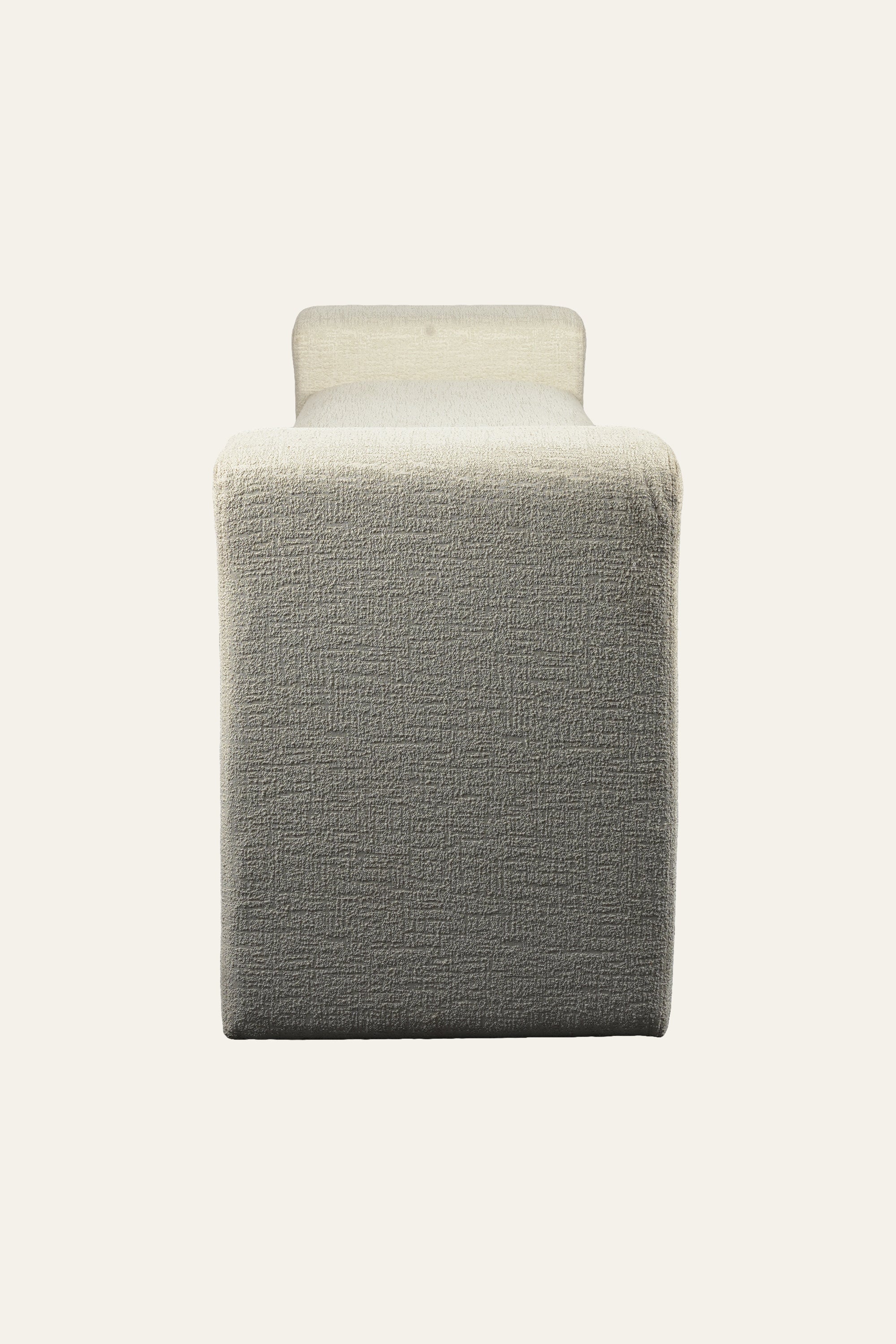 Modern Boucle Upholstered Bench with Curved Arms