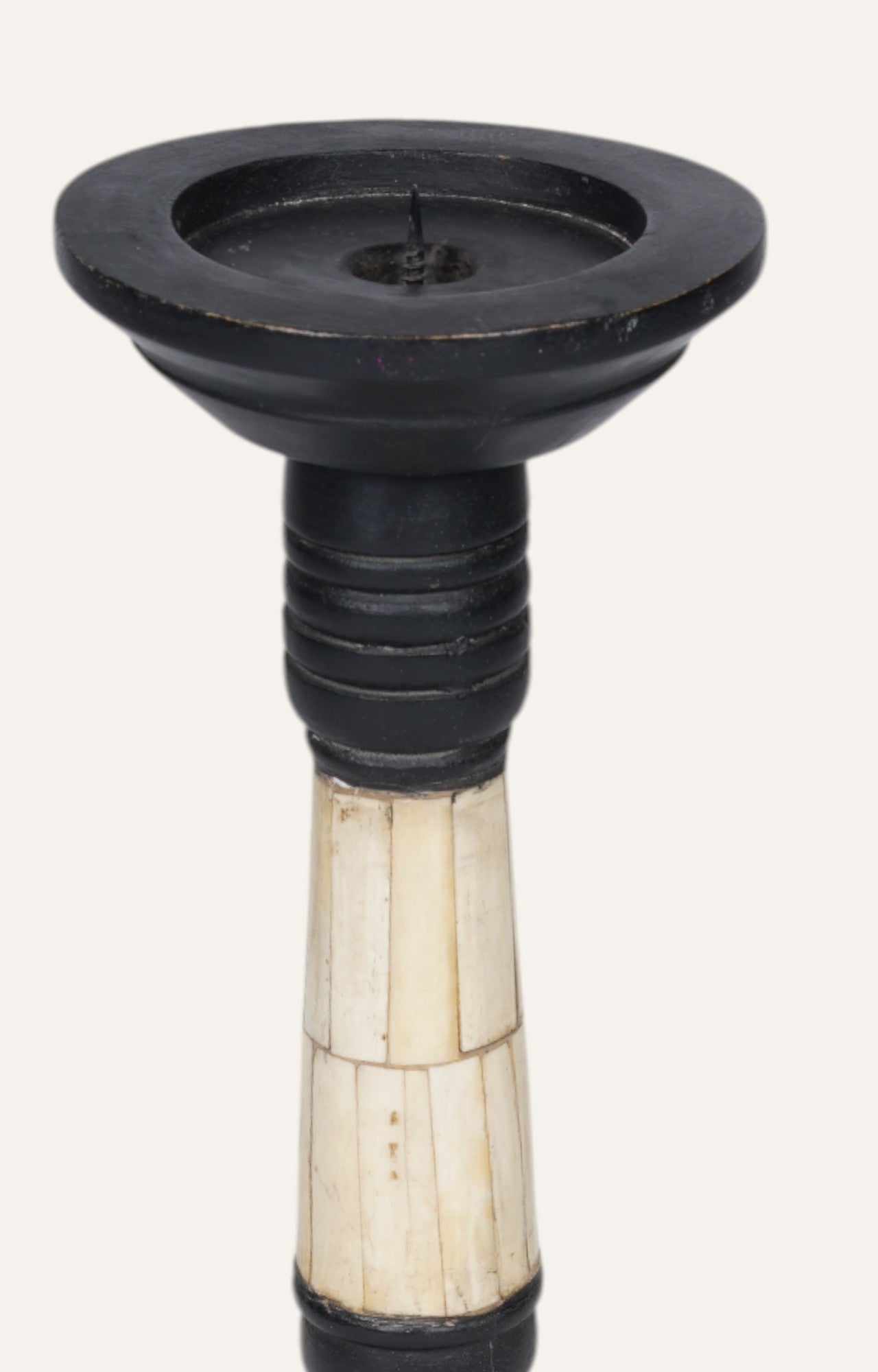 Handcrafted Mango Wood and Bone Inlay Candle Stand