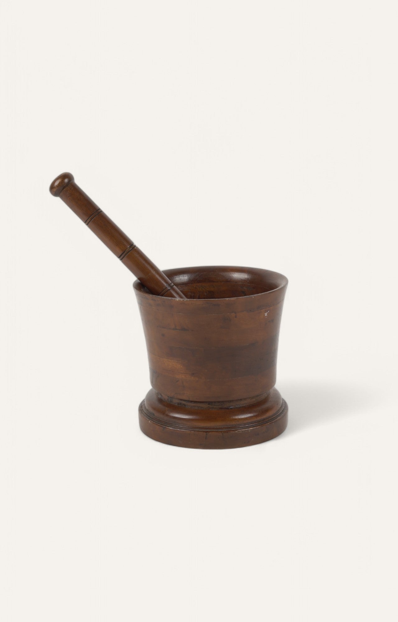 Handcrafted Antique Wood Mortar and Pestle with Natural Grain