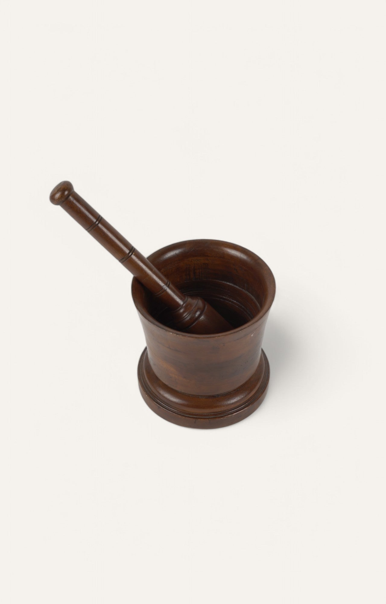 Handcrafted Antique Wood Mortar and Pestle with Natural Grain