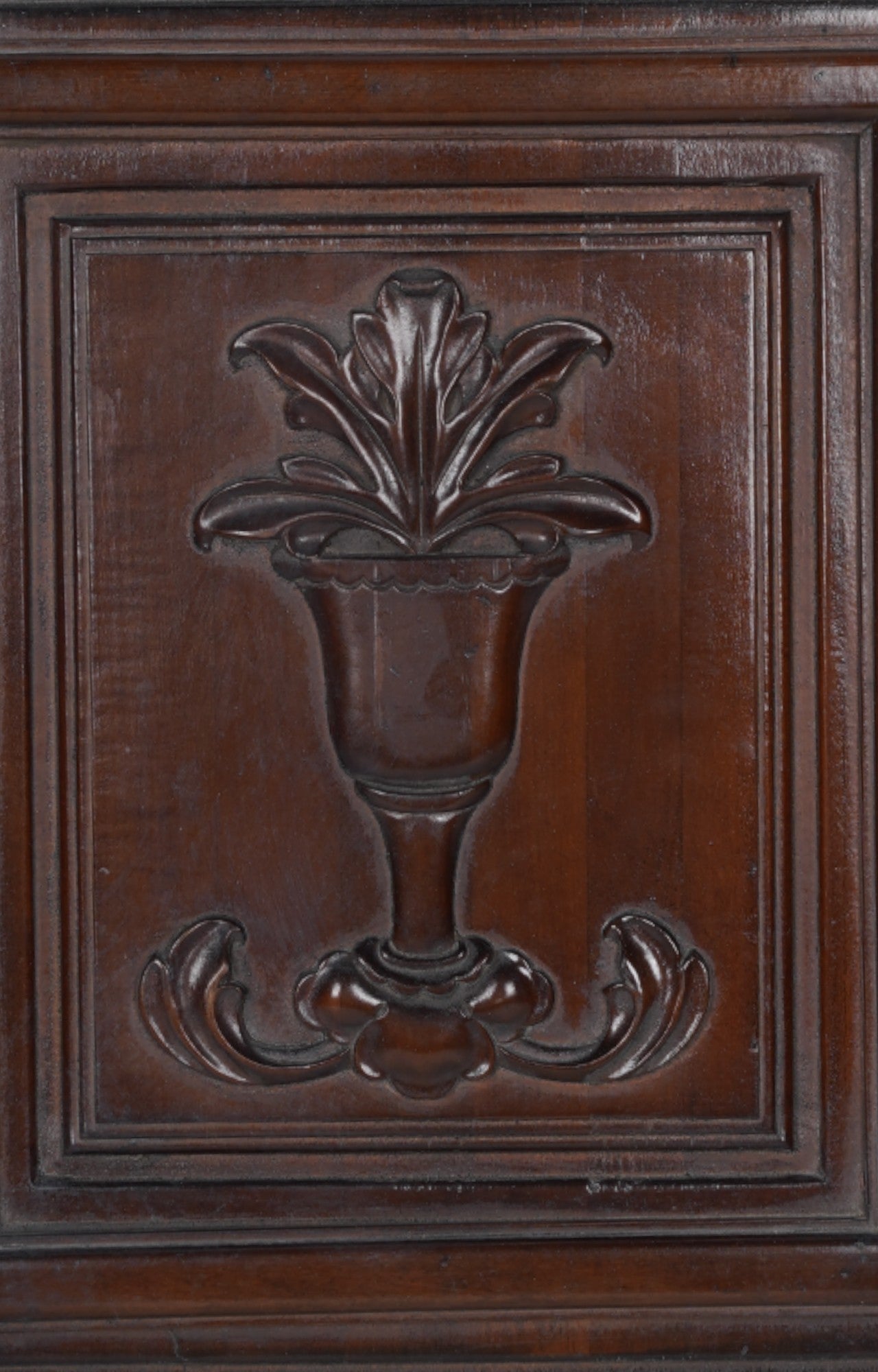 Classic Floral Urn Relief in Polished Teak