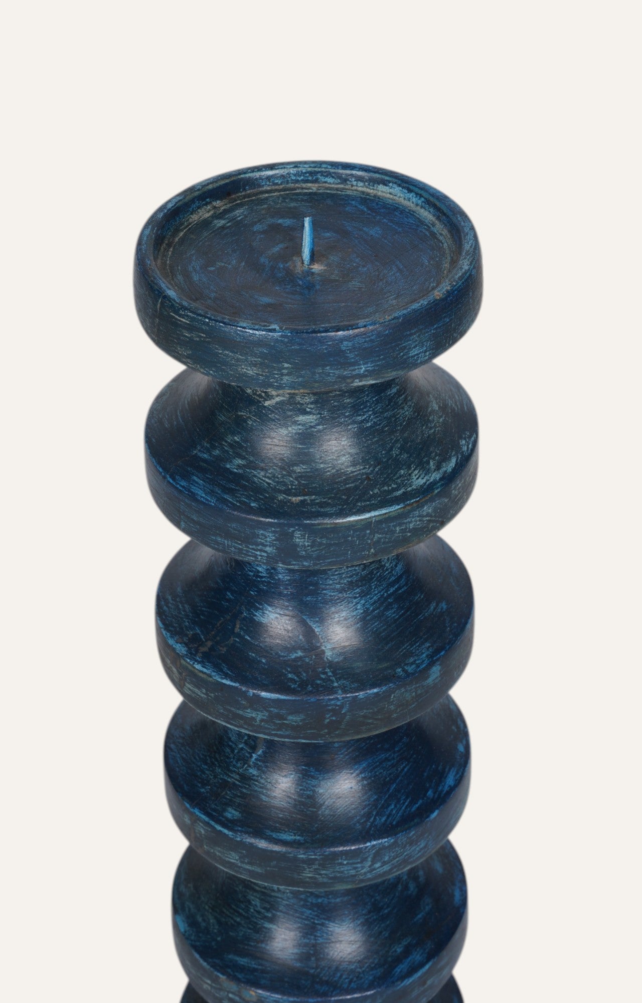Stacked Disc Mango Wood Candle Stand