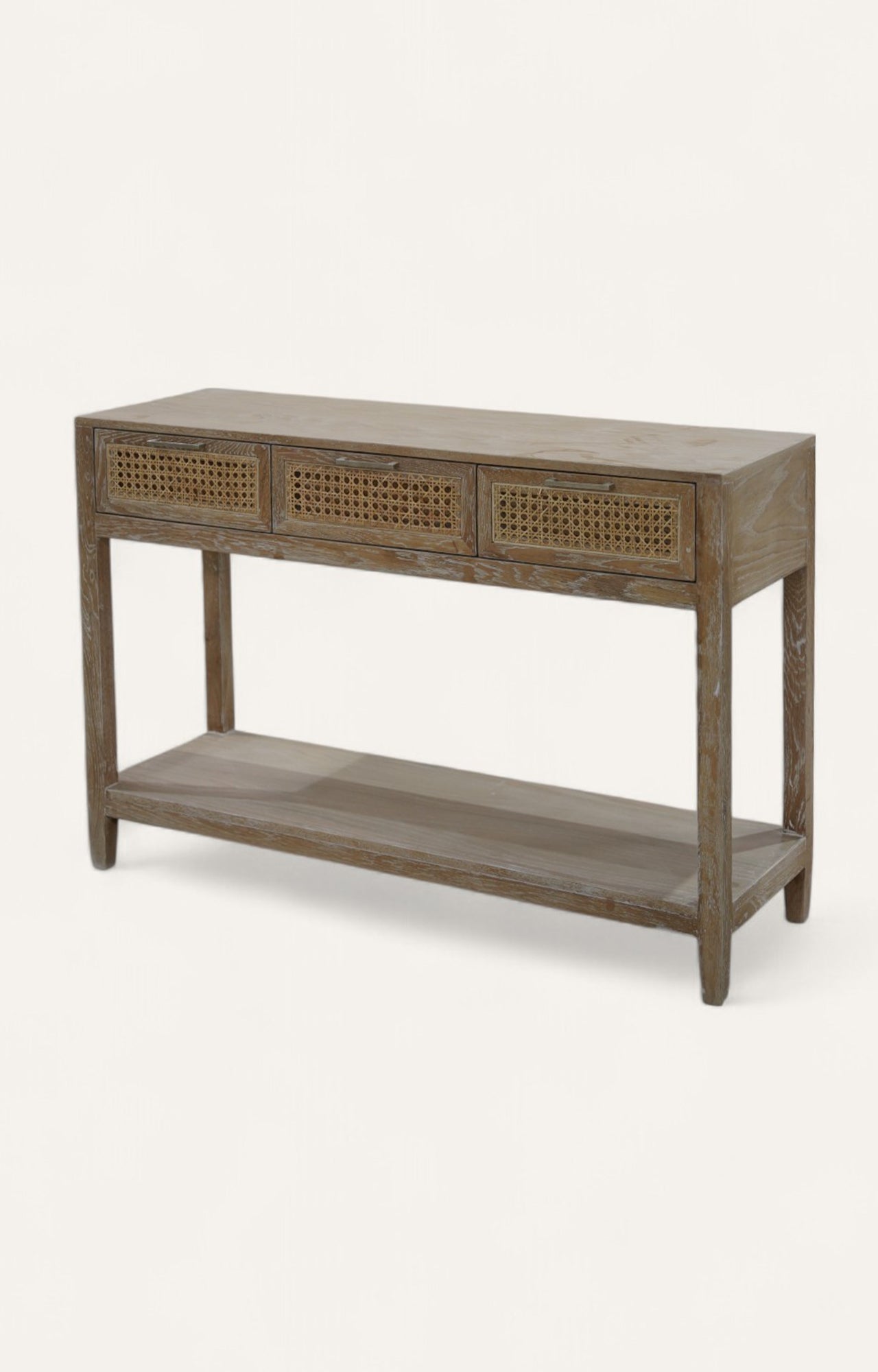 Oak & Cane Console Table with Shelf