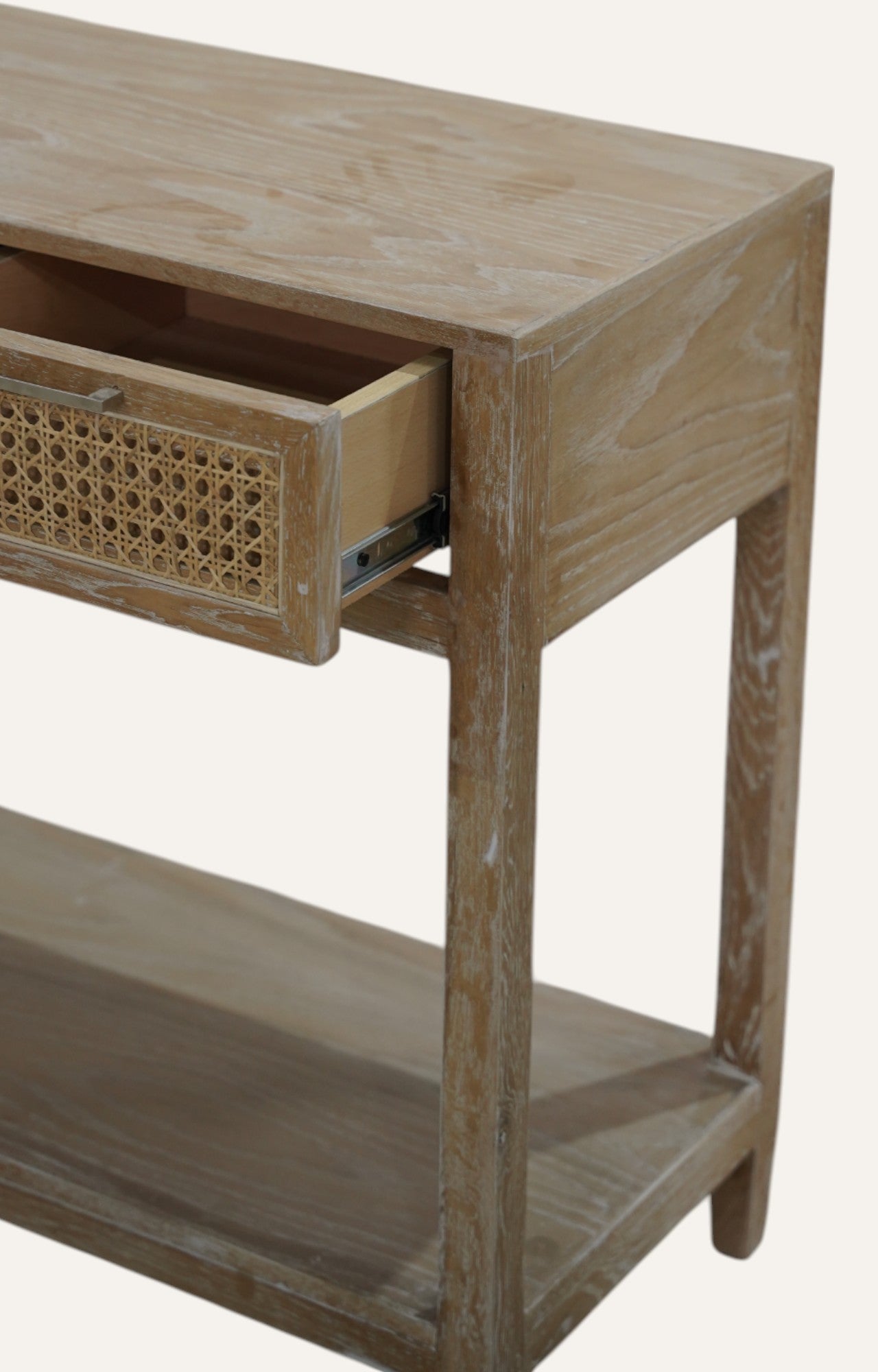 Oak & Cane Console Table with Shelf