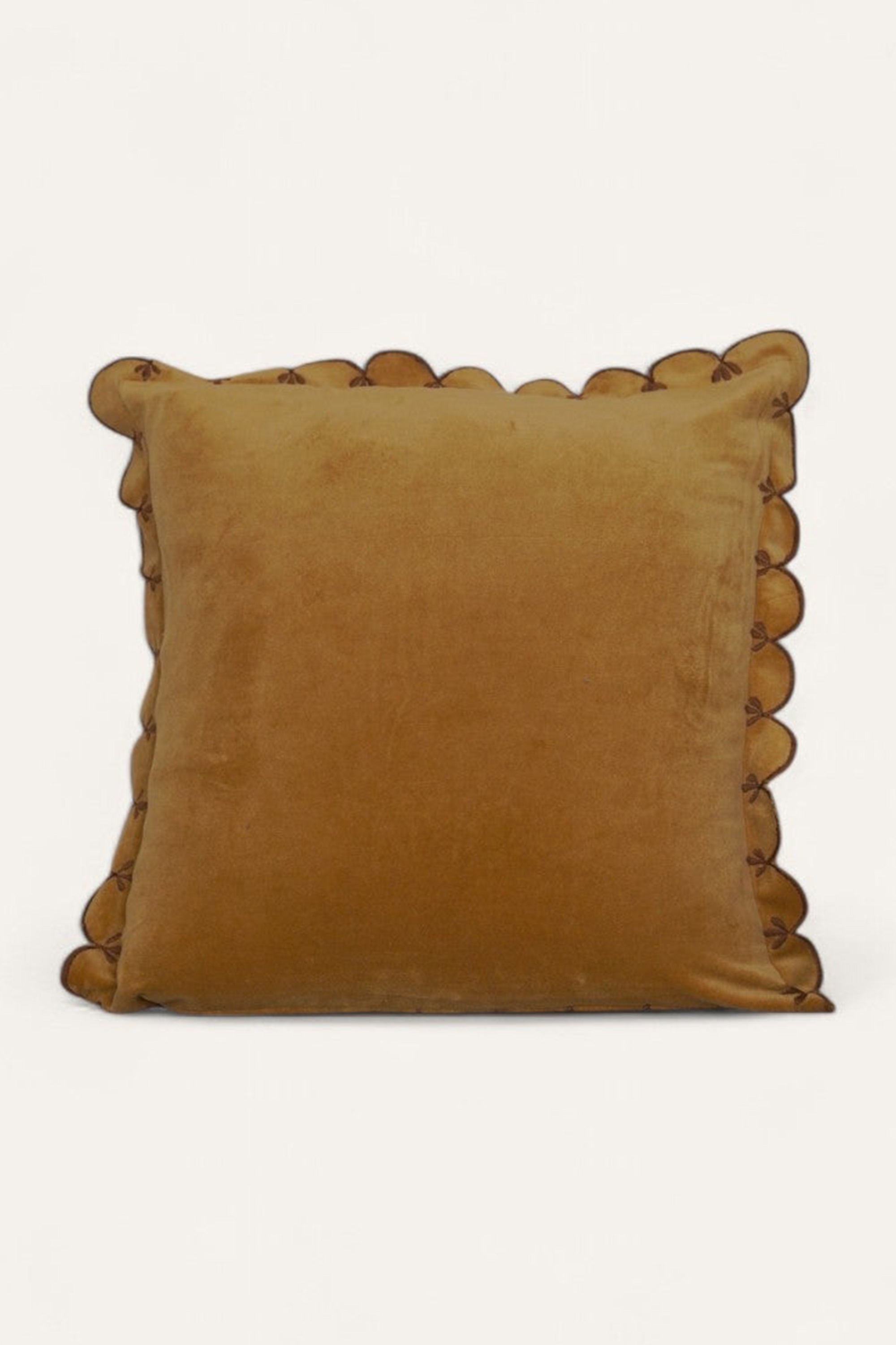 Ochre Velvet Scallop Cushion Cover