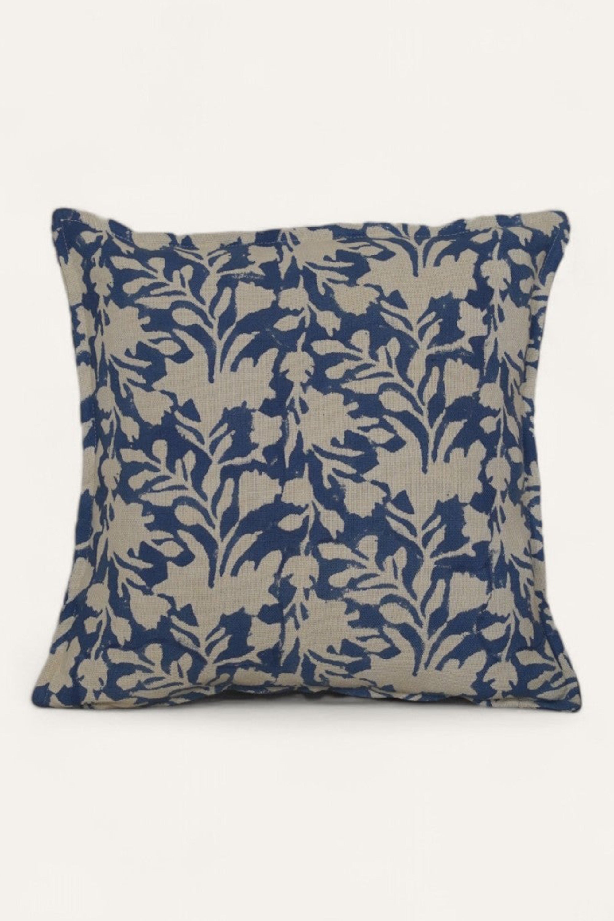 Indigo Leaf Cotton Cushion Cover