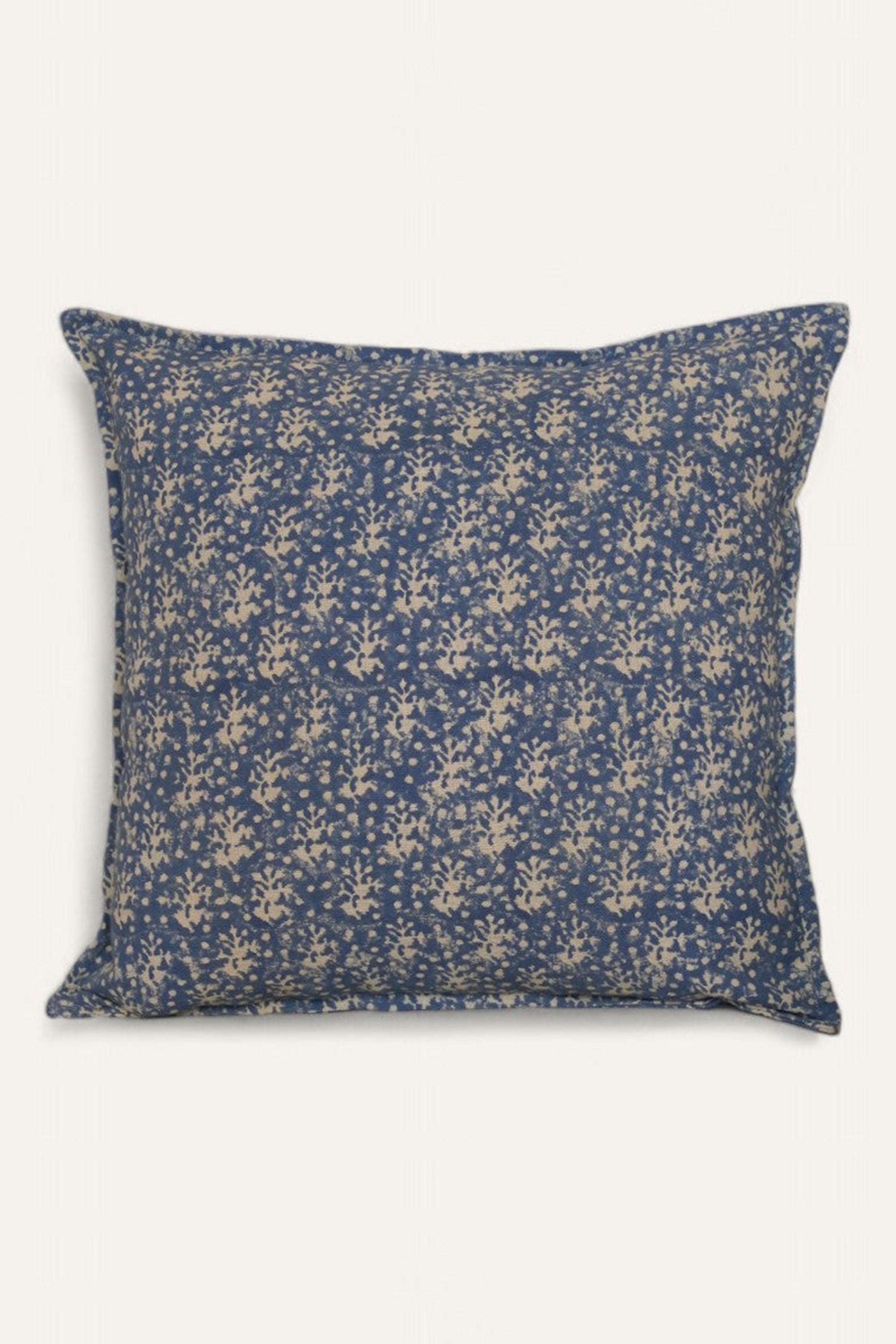 Indigo Petal Block Print Cushion Cover