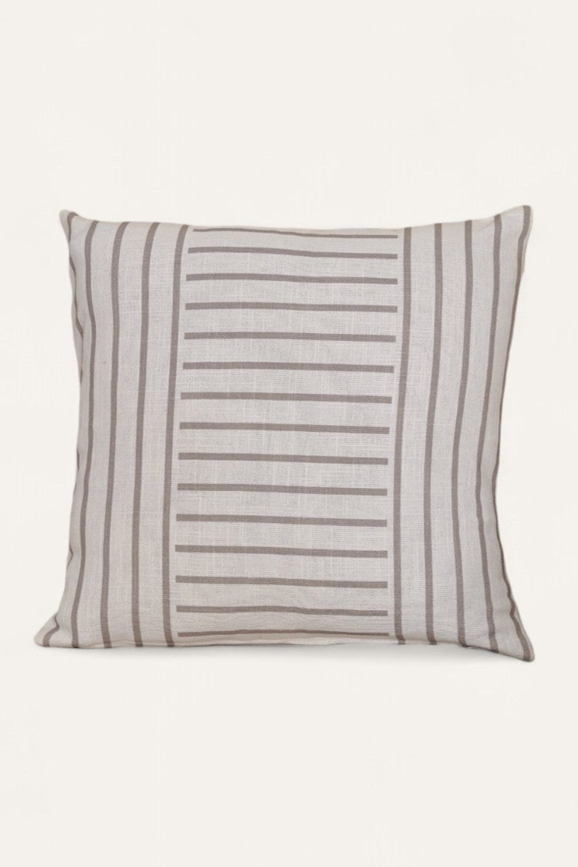 Taupe Panel Stitch Cotton Cushion Cover