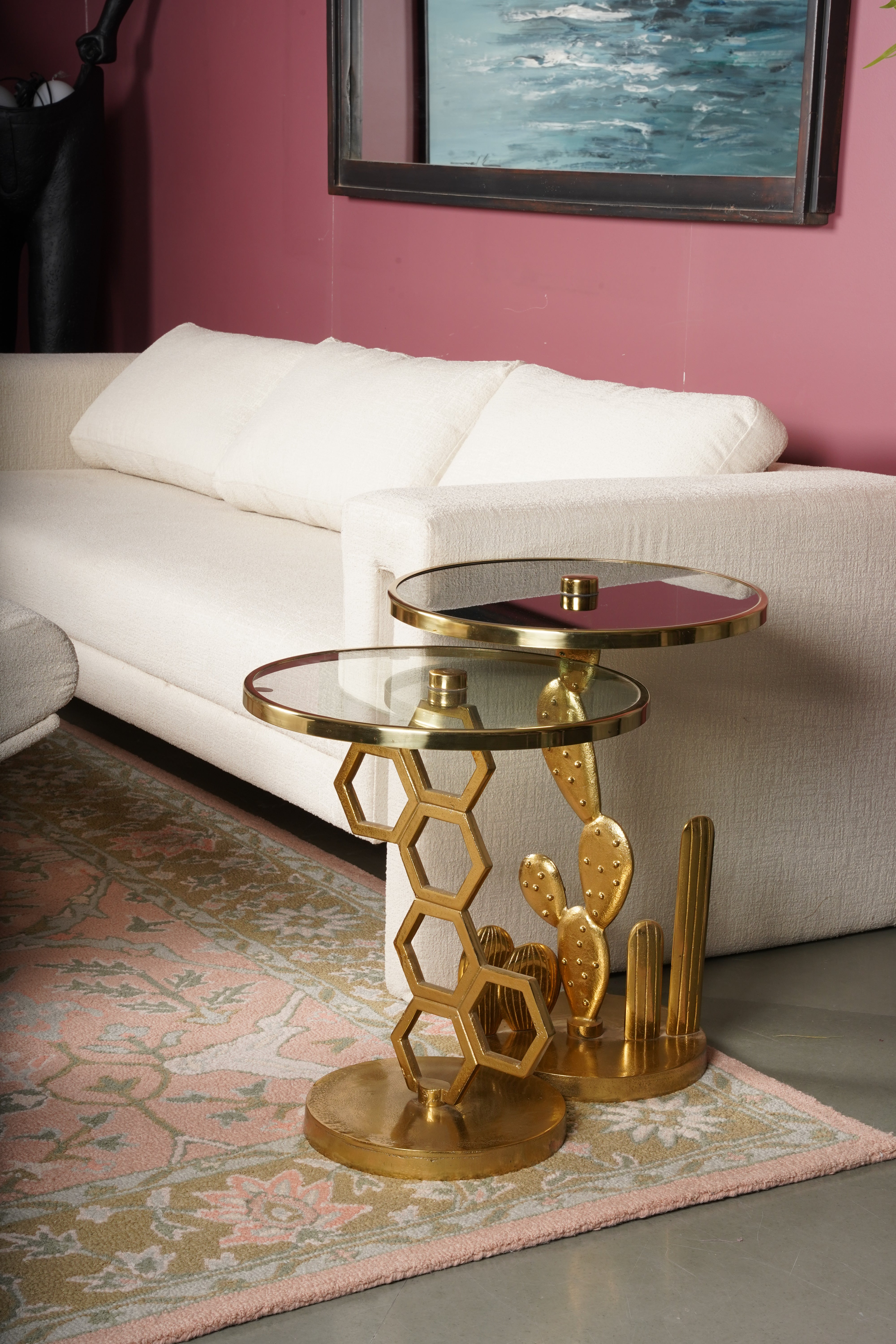 Golden Abstract Side Table