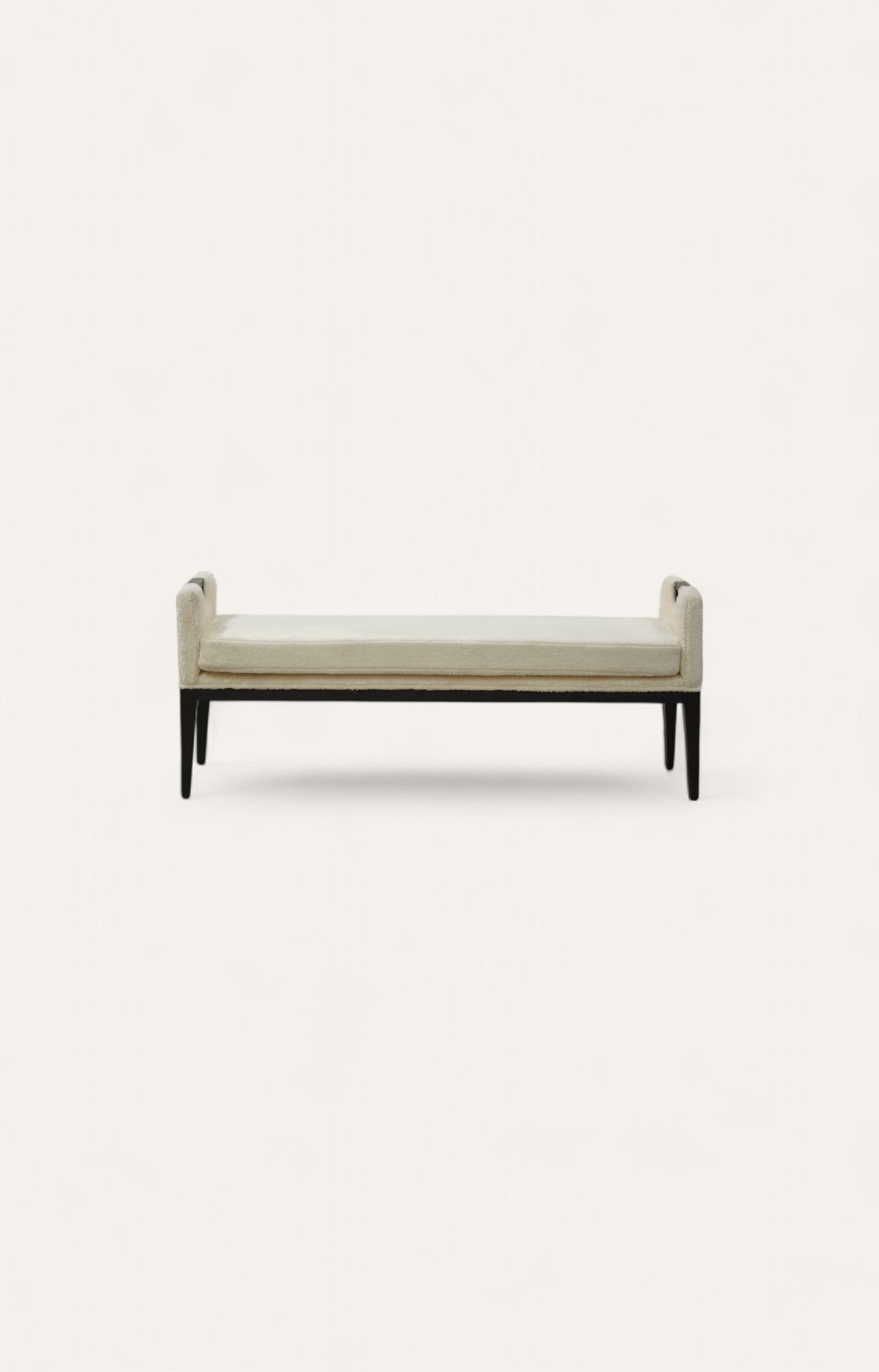Contemporary Wooden Bench with Faux Fur & Cut-Out Handles