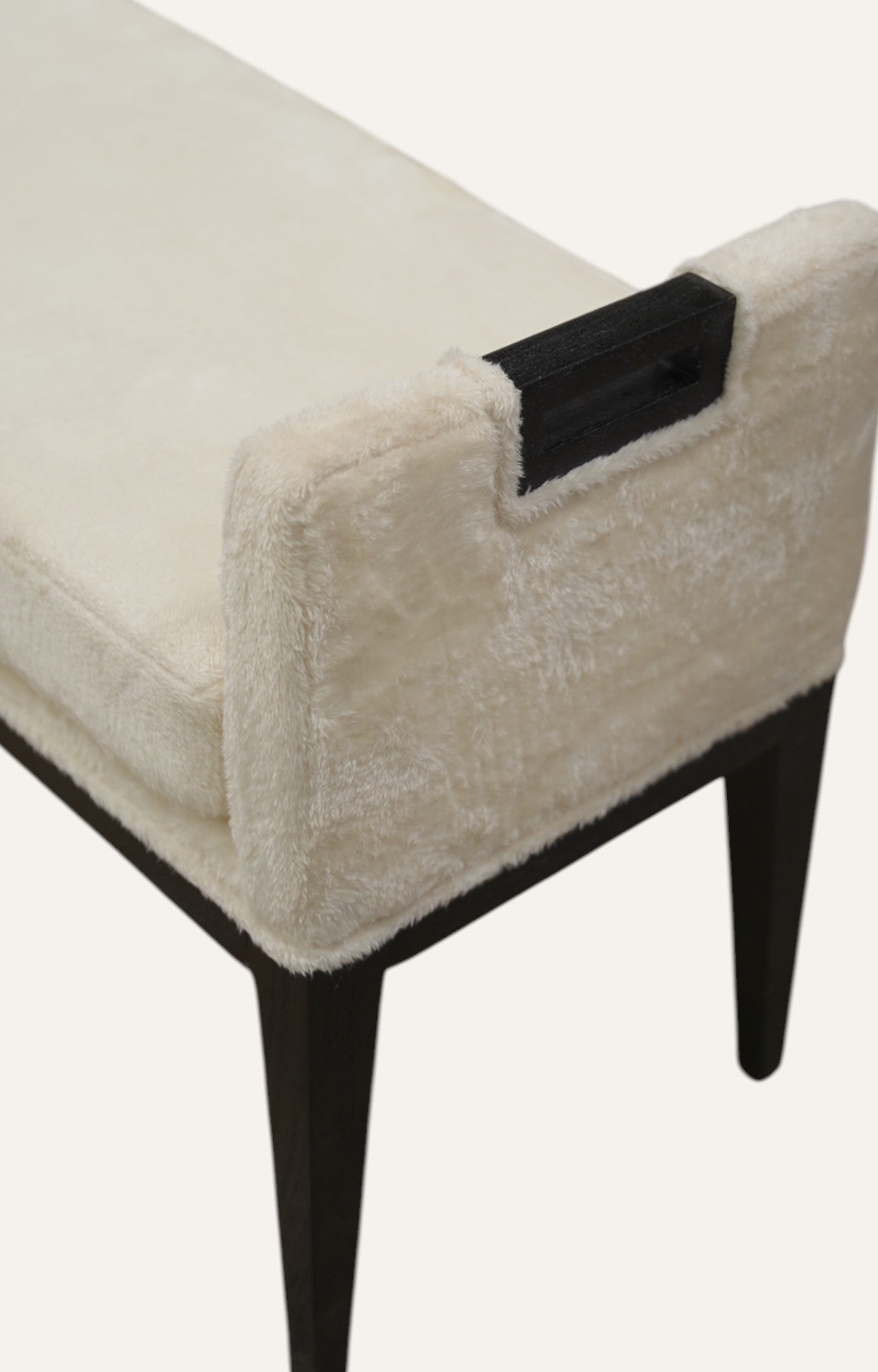 Contemporary Wooden Bench with Faux Fur & Cut-Out Handles