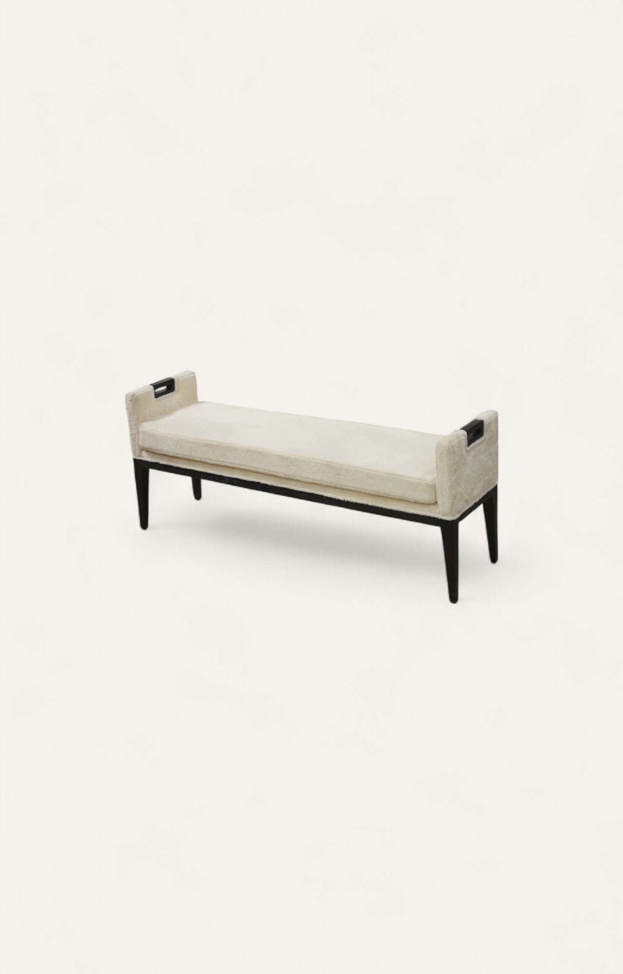 Contemporary Wooden Bench with Faux Fur & Cut-Out Handles