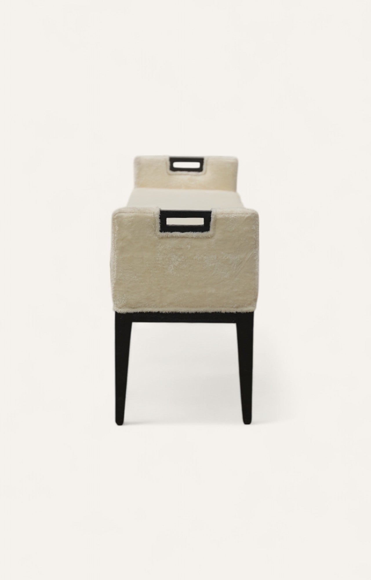 Contemporary Wooden Bench with Faux Fur & Cut-Out Handles