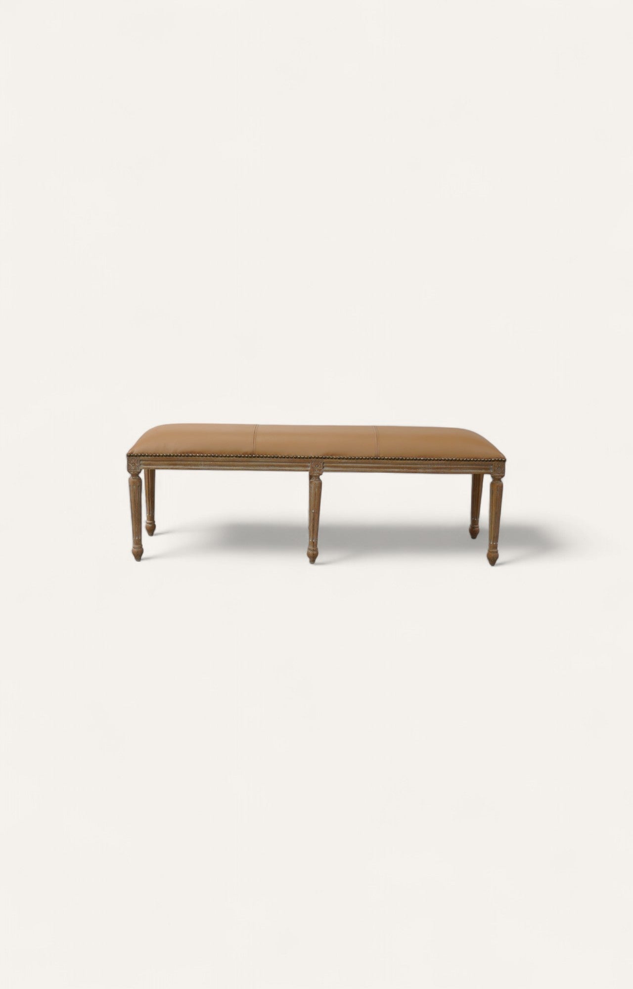 Classic Leatherite Bench with Fluted Legs