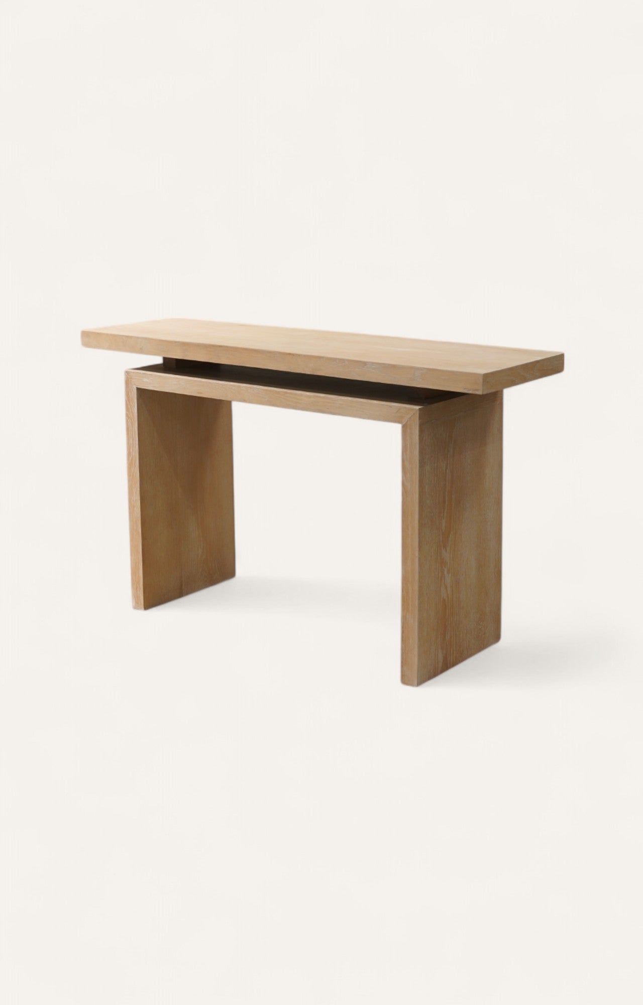 Floating Top Oak Console Table