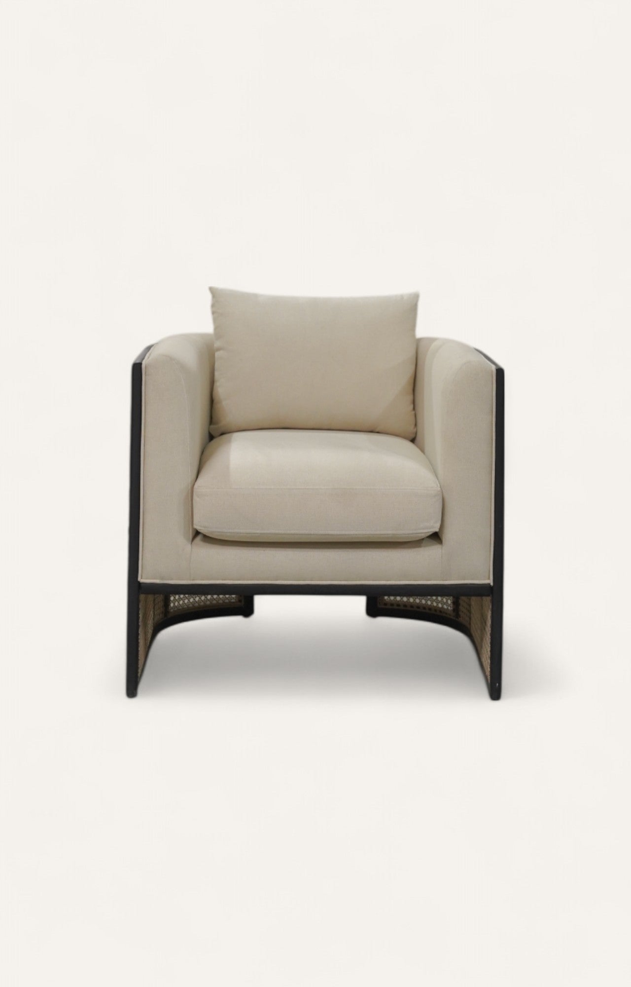 Dual Layer Cane & Linen Arm Sofa Chair