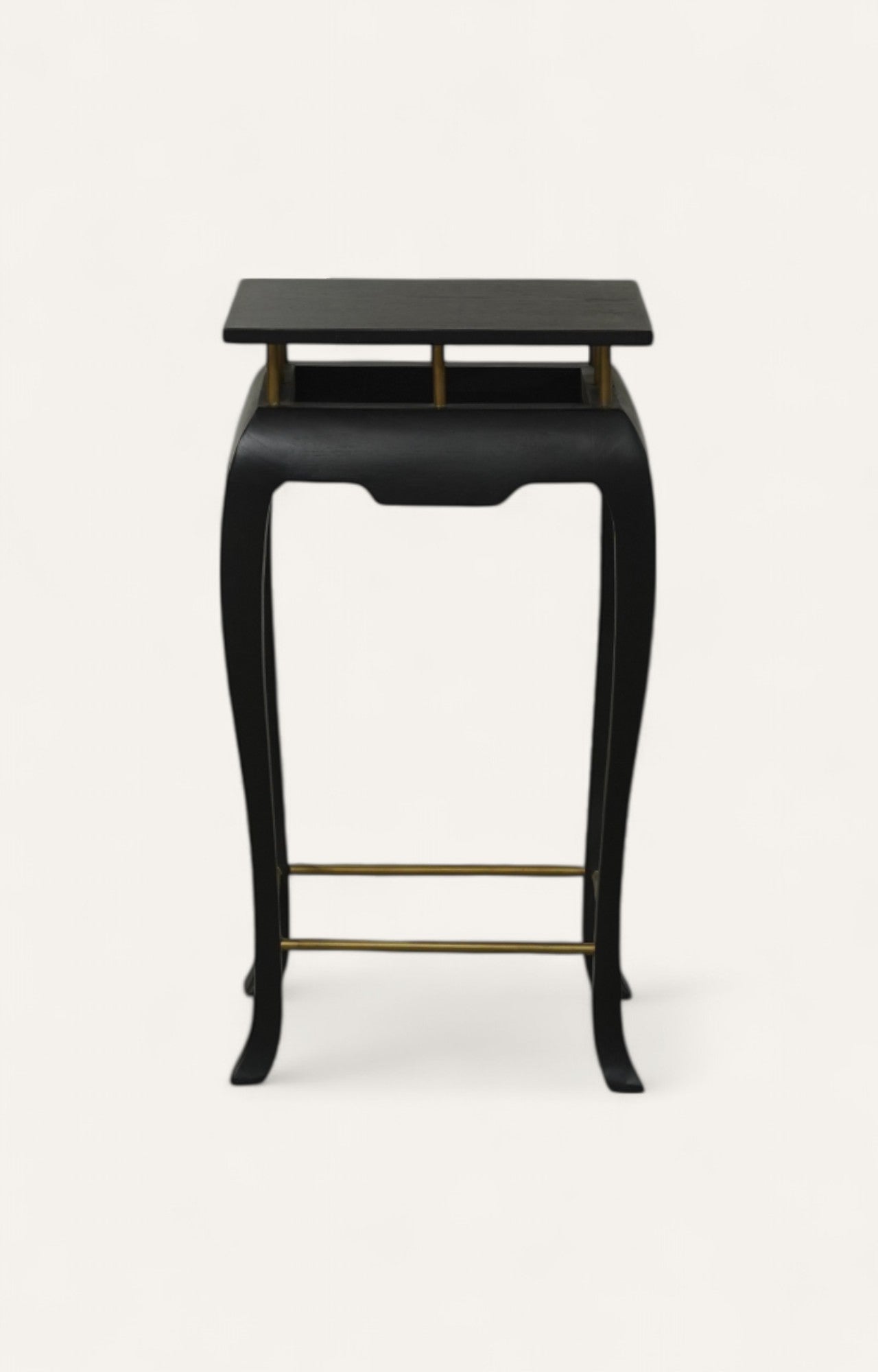 Black Wooden Plinth Stand with Brass Detailing
