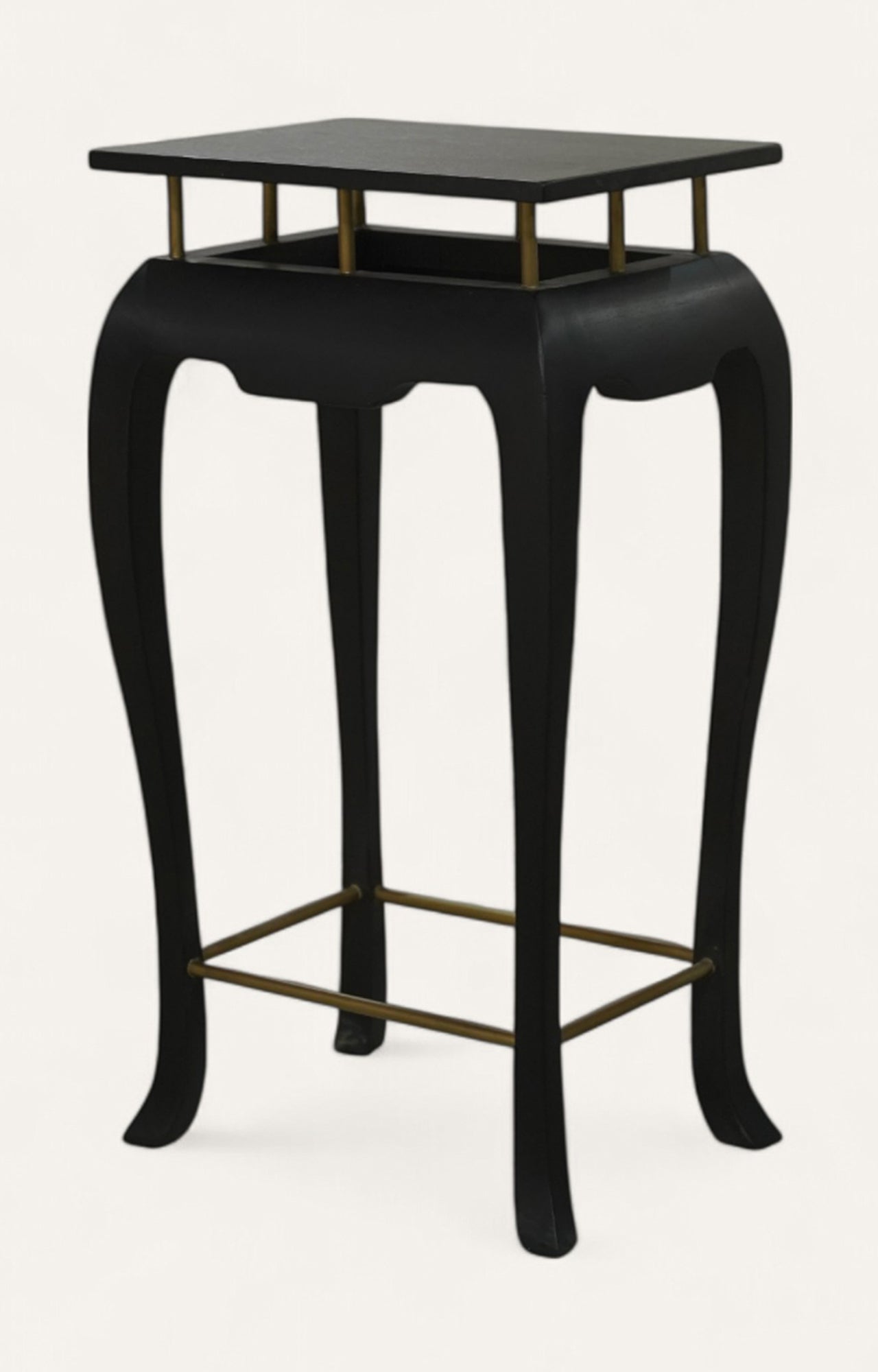 Black Wooden Plinth Stand with Brass Detailing
